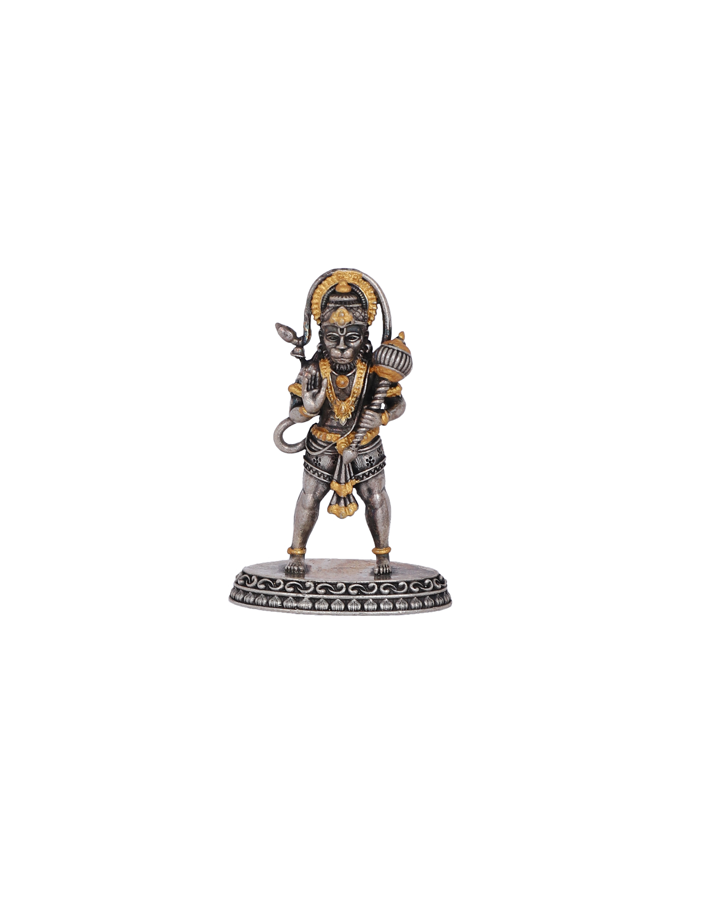 Pure 925 Silver Hanuman Idol with Gold Accents – 25g Bajrangbali Murti