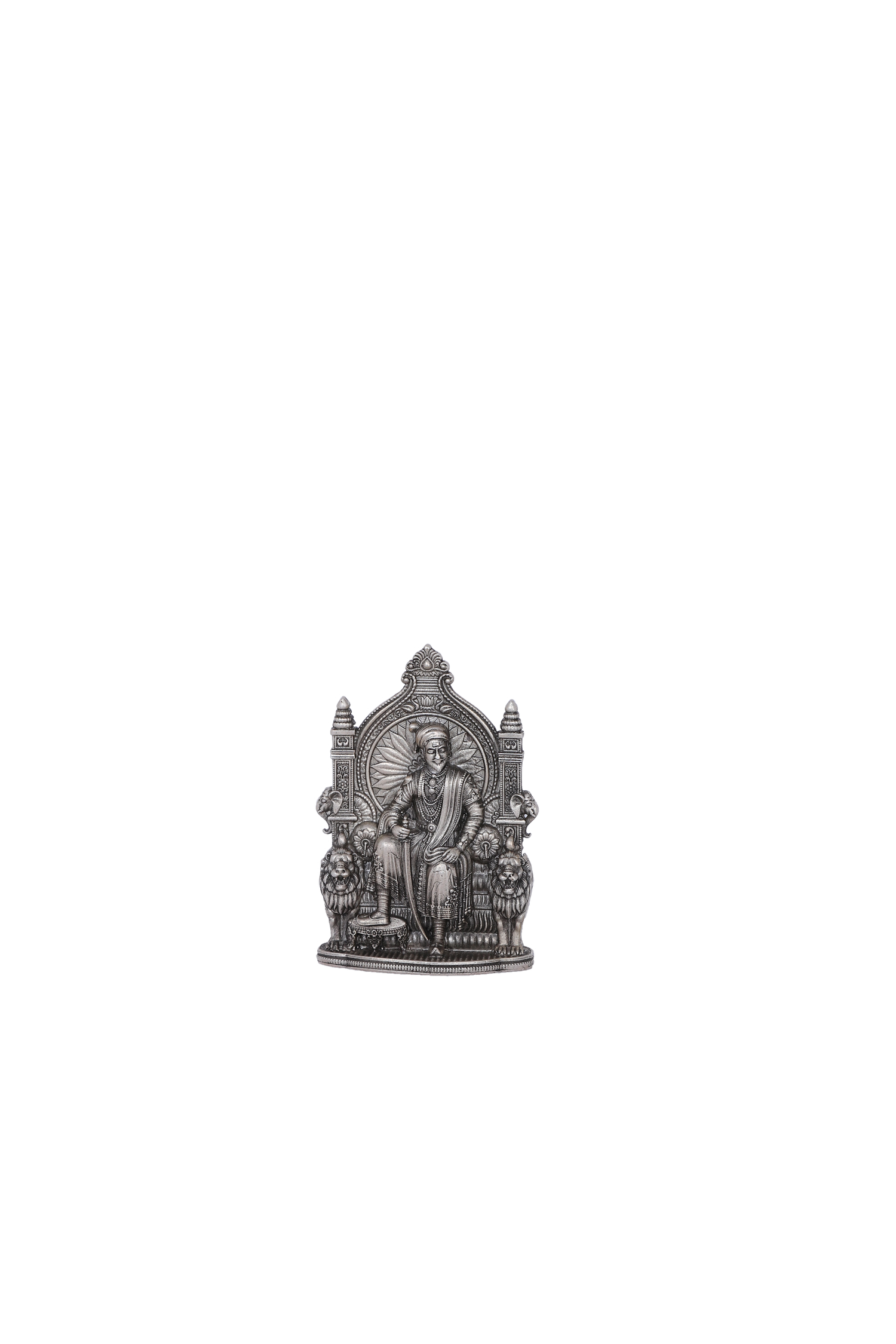 Pure 925 Silver Shivaji Maharaj Throne Idol – 43g Warrior King Murti