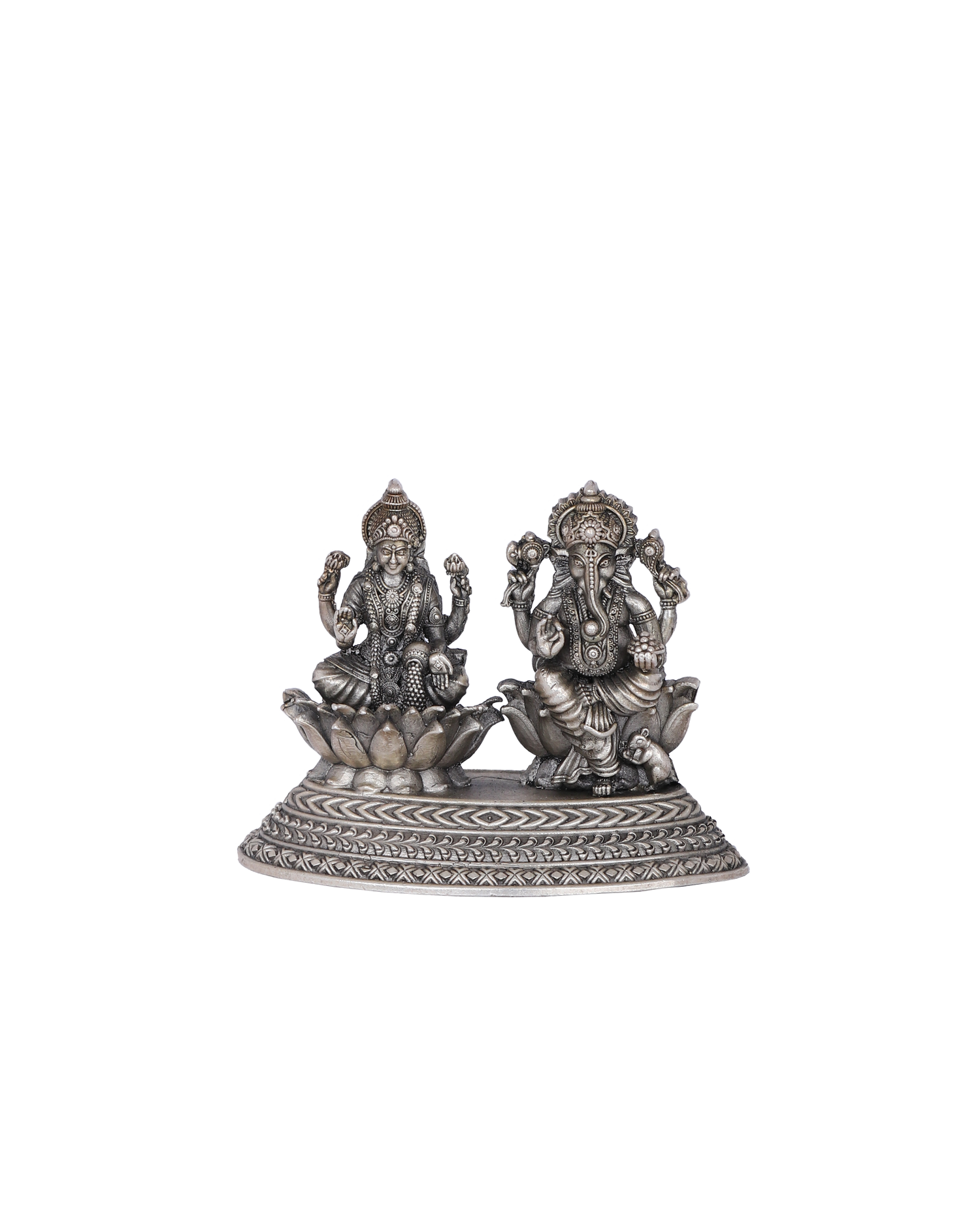 Pure 925 Silver Ganesha & Lakshmi Twin Idol – 68g Pooja Statue Set