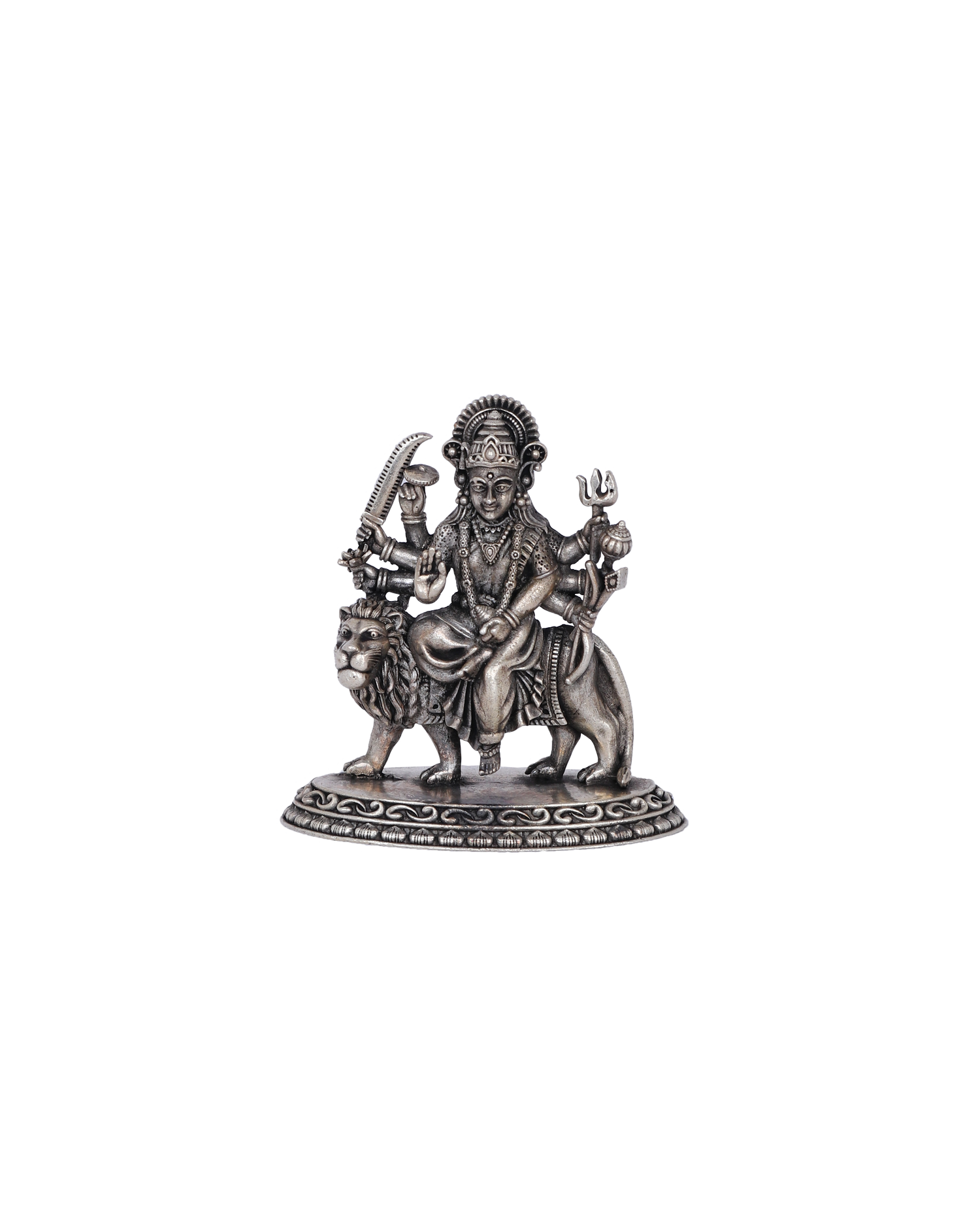 Pure 925 Silver Durga Idol – 57g Lion Ride Pooja Statue