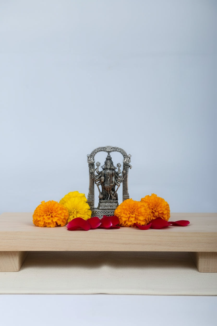 925 Pure Silver Multi-Armed Deity Pooja Idol – Ornate Handcrafted Silver Art