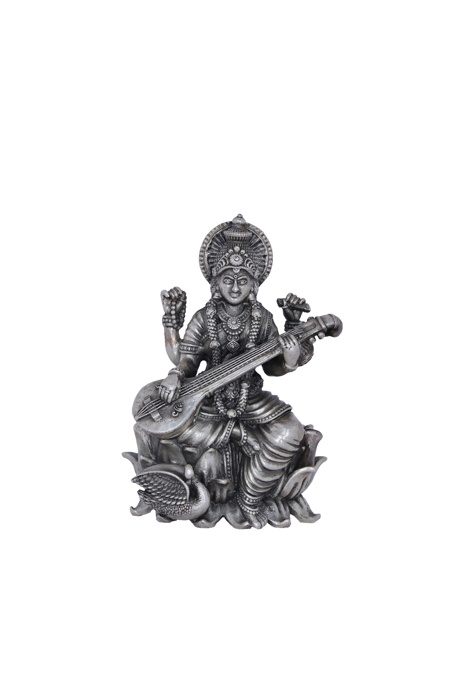 Goddess Saraswati Idol (329g) Handcrafted Antique