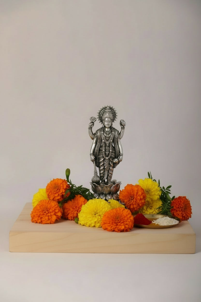 925 Silver Standing Narayana Statue (184g) with Antique Finish