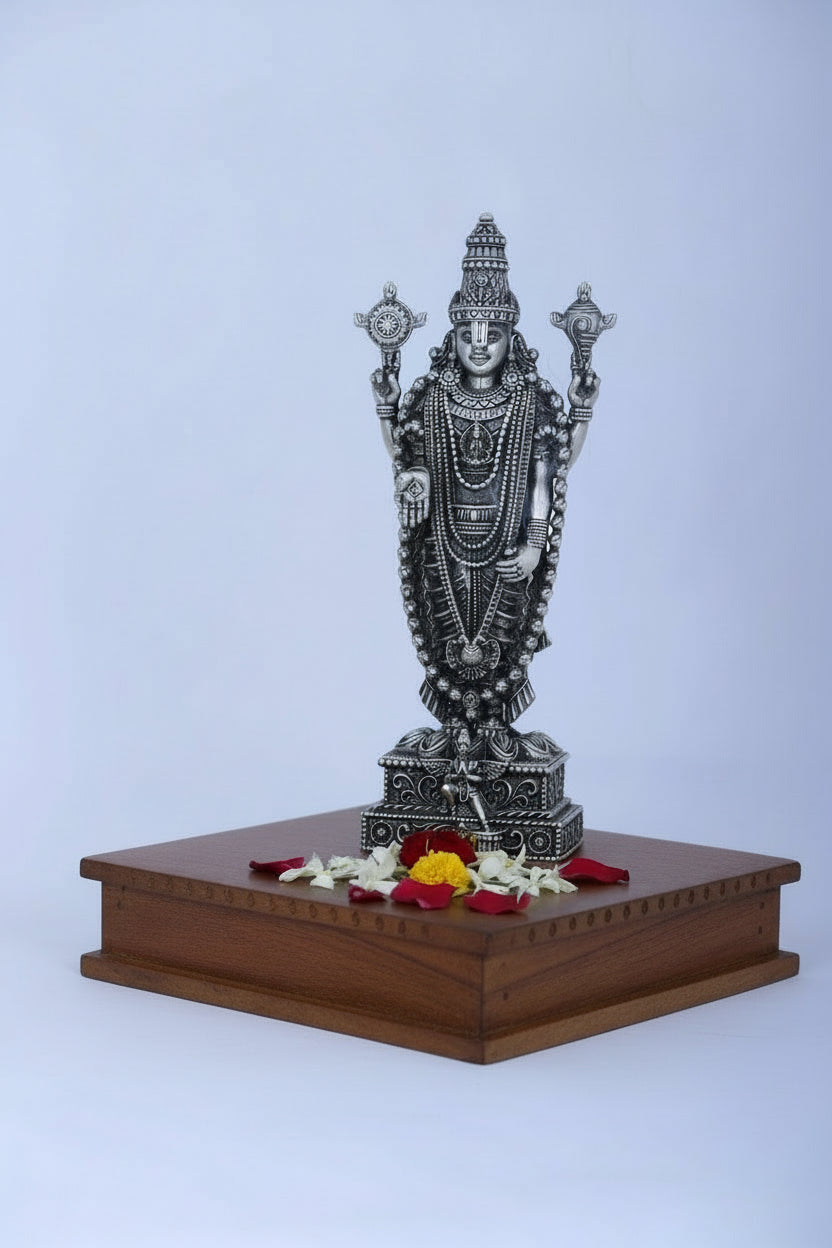 Pure 925 Silver Lord Venkateswara Idol (199g) 5-inch for Pooja