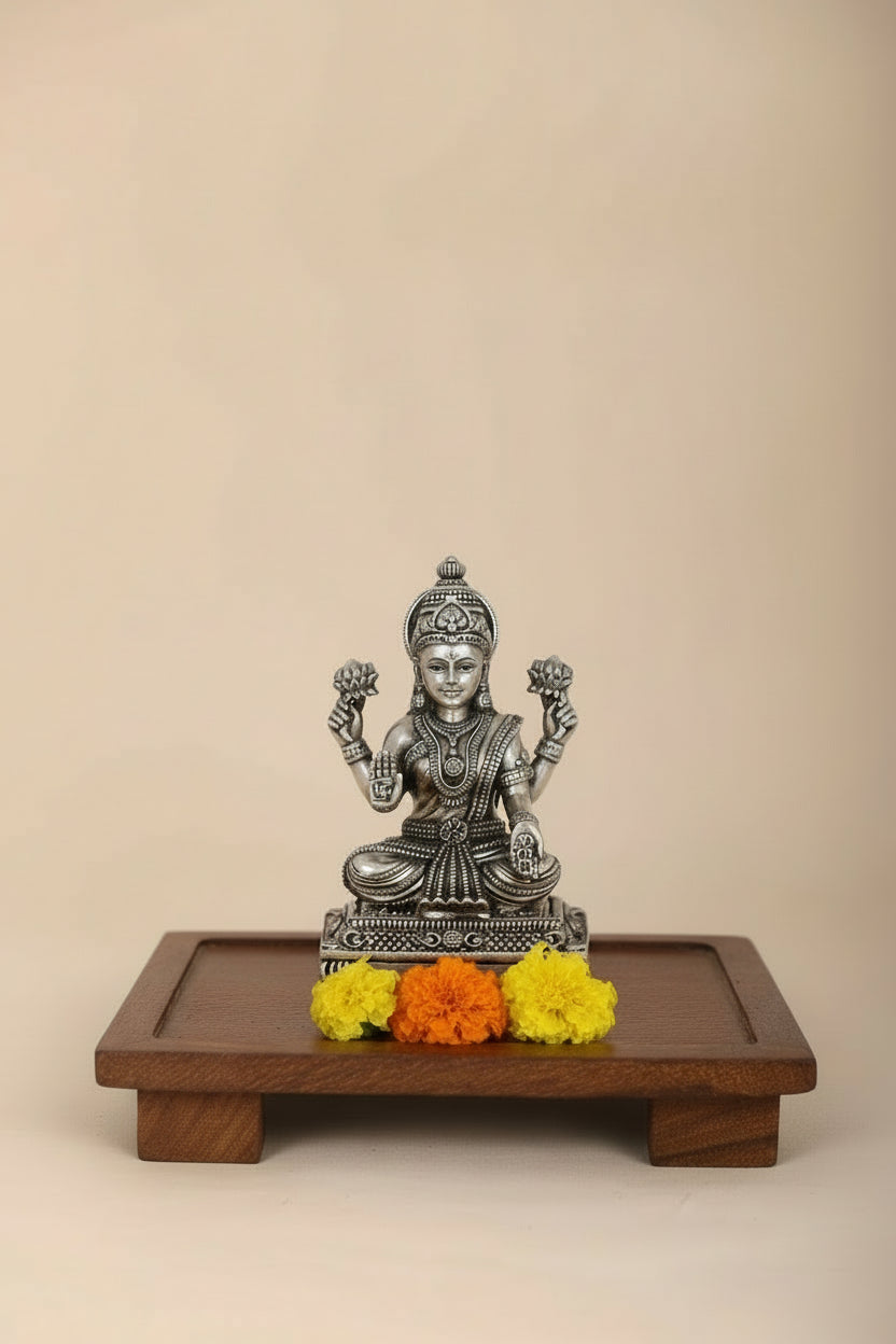 Laxmi Murti on Throne (225g) Antique Finish