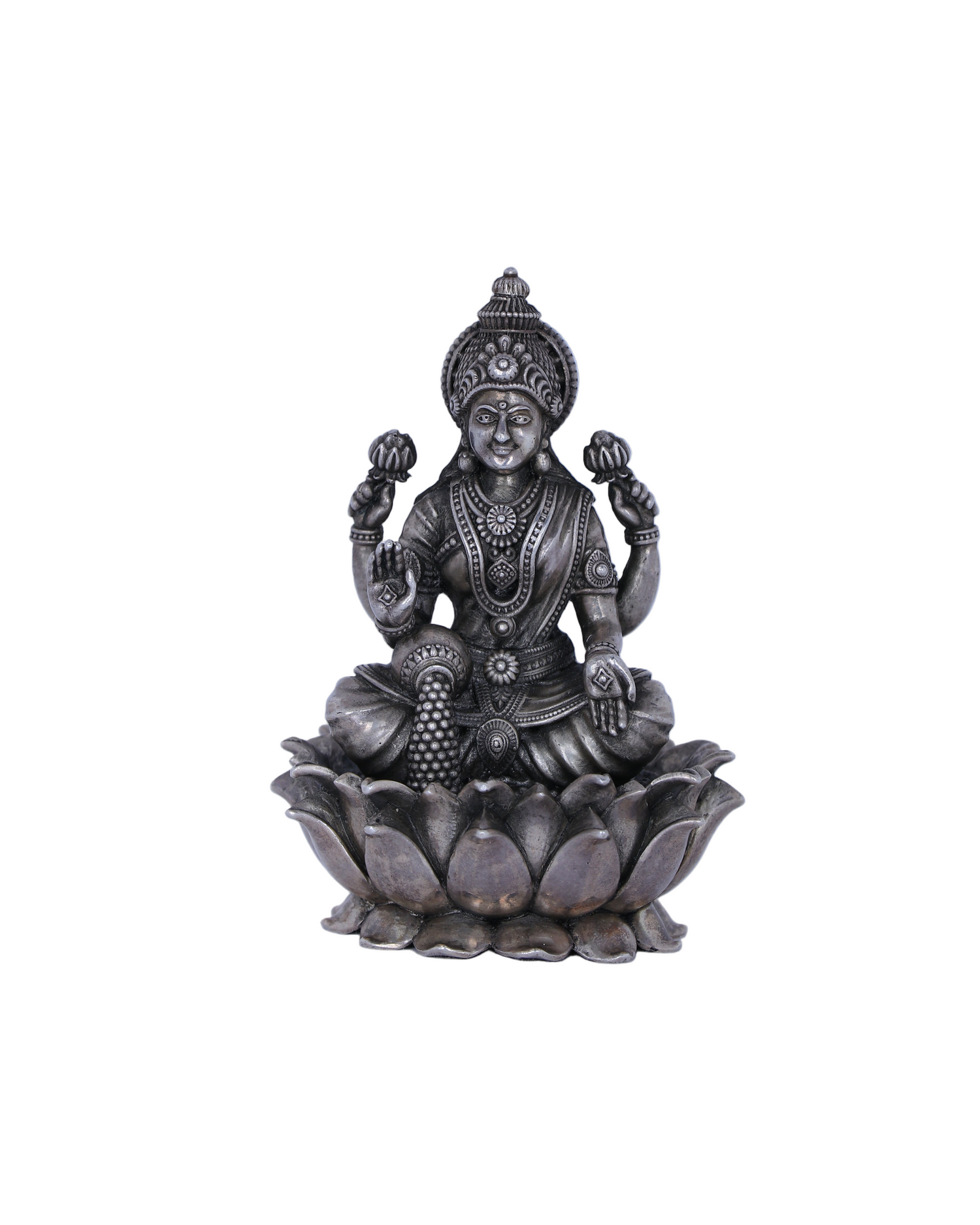 Seated Laxmi Murti on Lotus (213g) Antique Finish