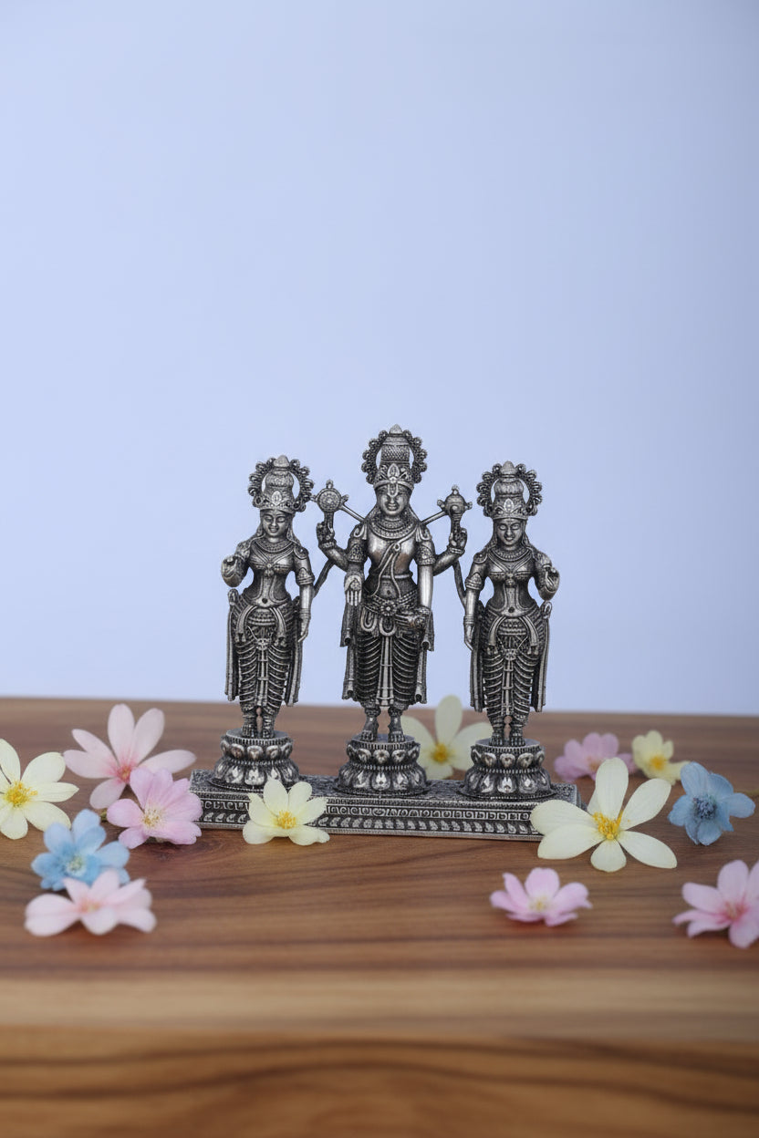 Venkateswara with Consorts Murti (137g) Antique