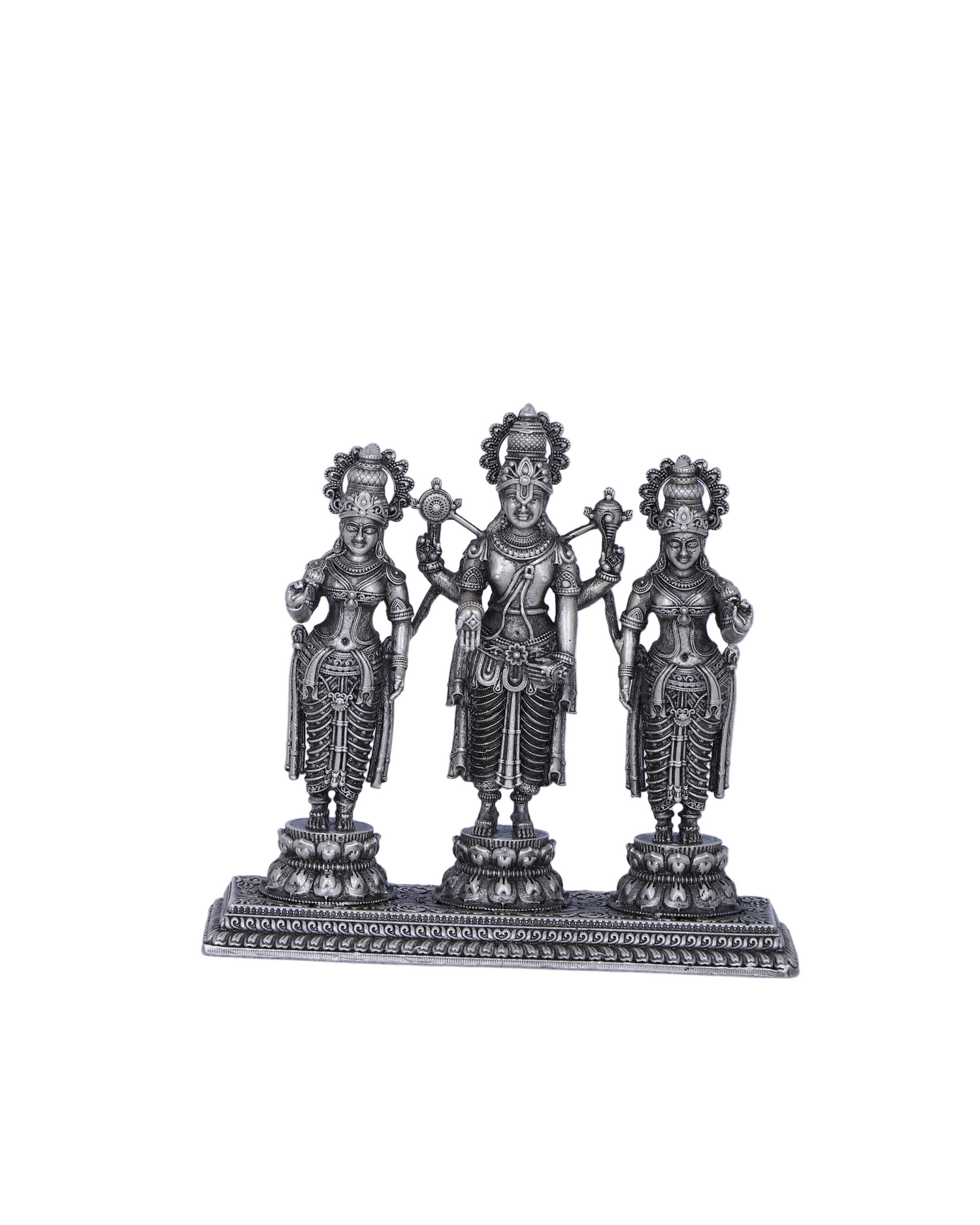 Venkateswara with Consorts Murti (137g) Antique