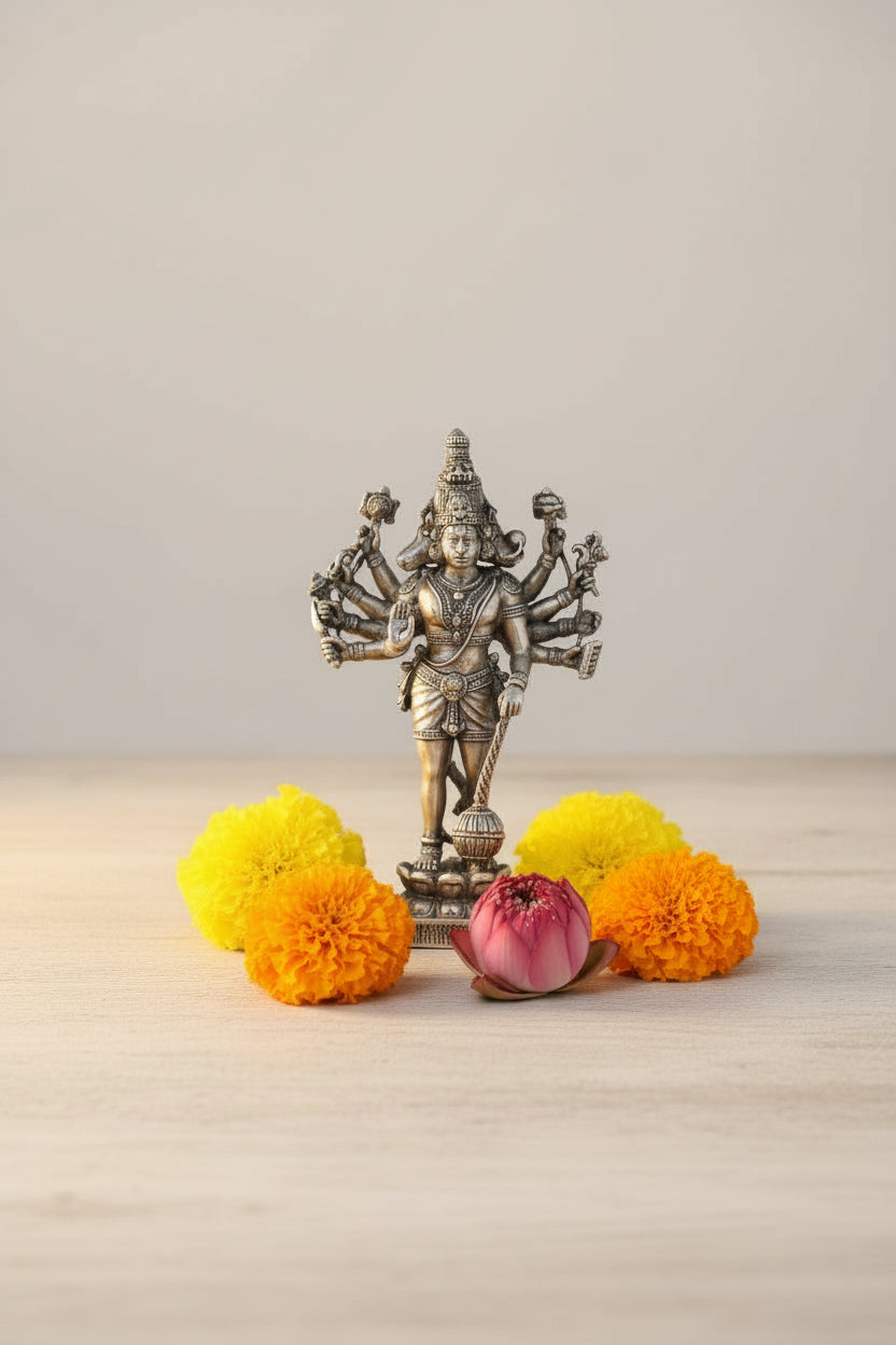 925 Silver Five Faced Hanuman Idol 48g for Home Mandir