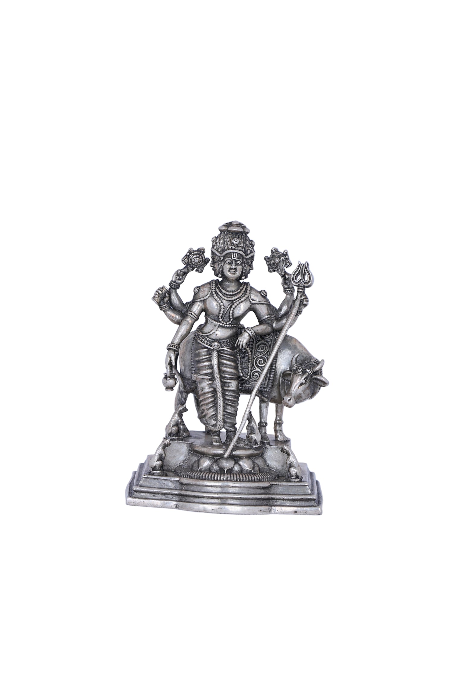 925 Silver Lord Dattatreya Idol (201g) - Handcrafted Antique