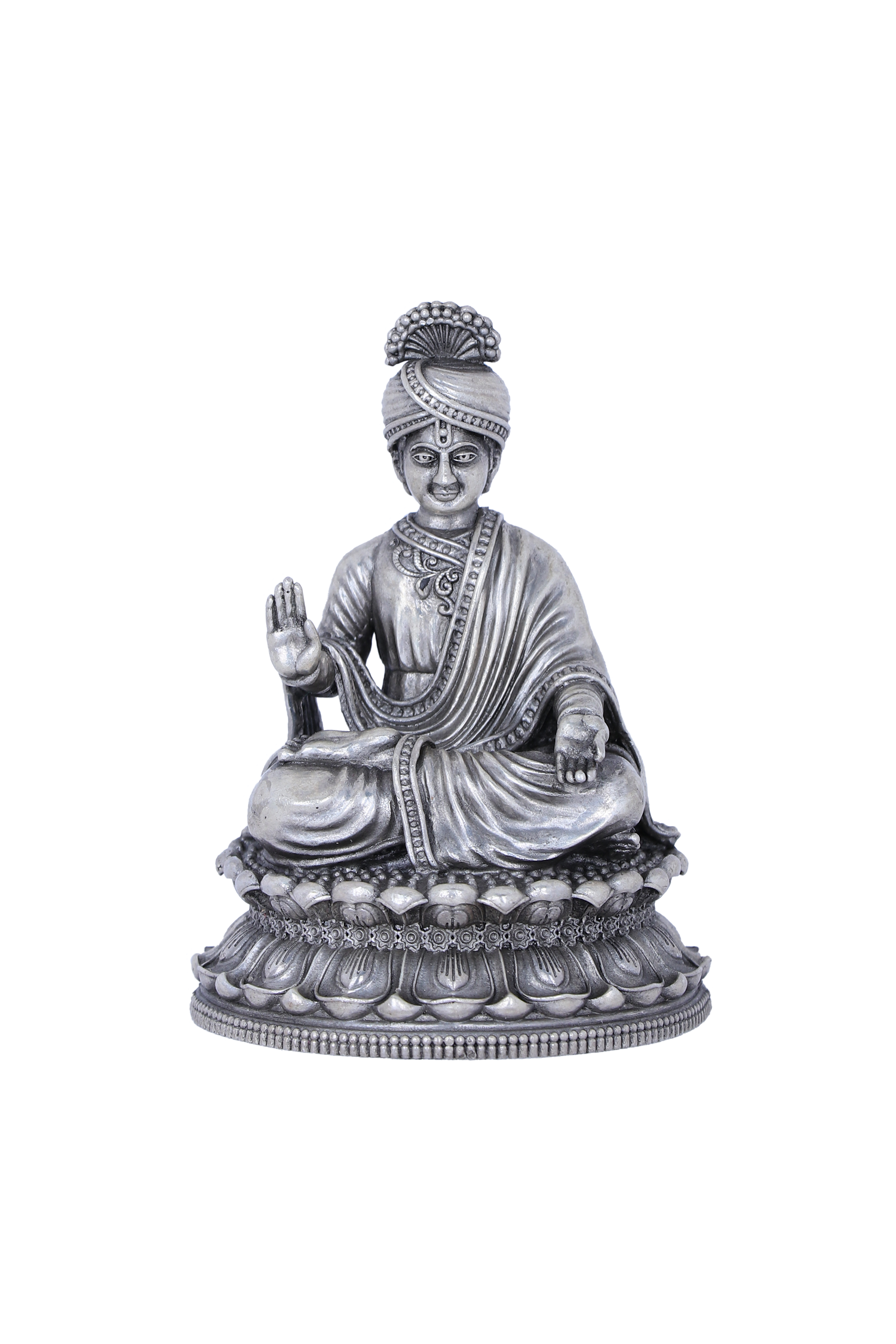 925 Silver Lord Swaminarayan Idol 123g - Handcrafted Antique