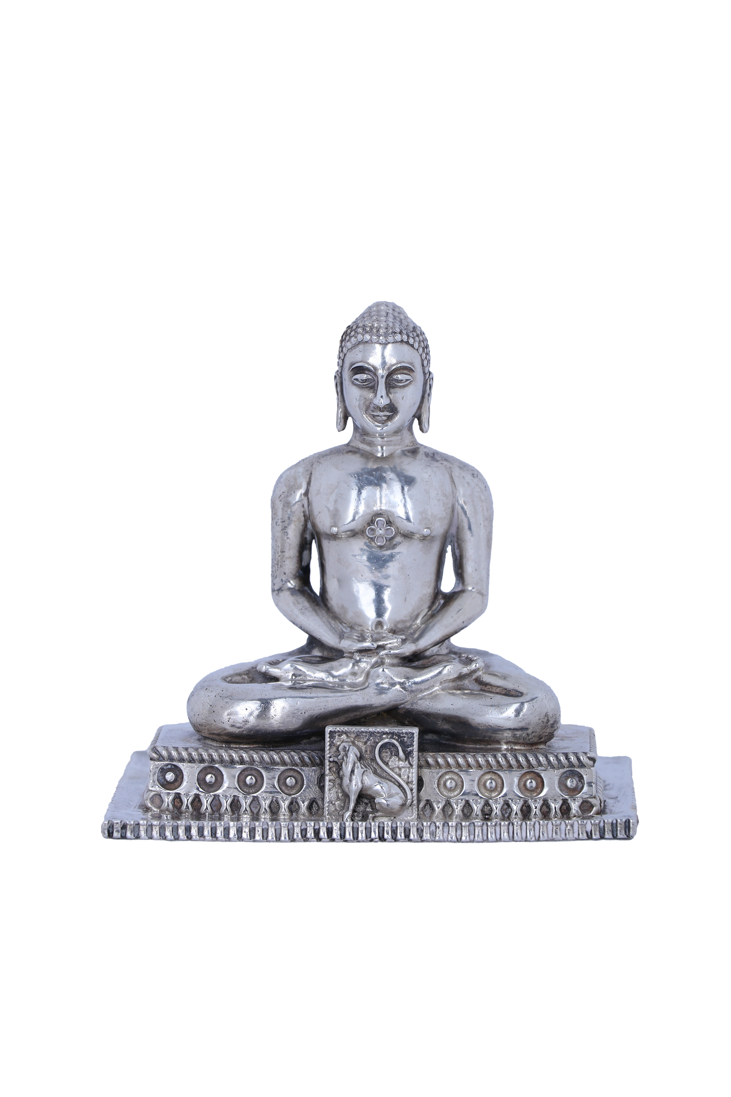 Pure 925 Silver Lord Mahavir Statue (203g) for Peace & Ahimsa
