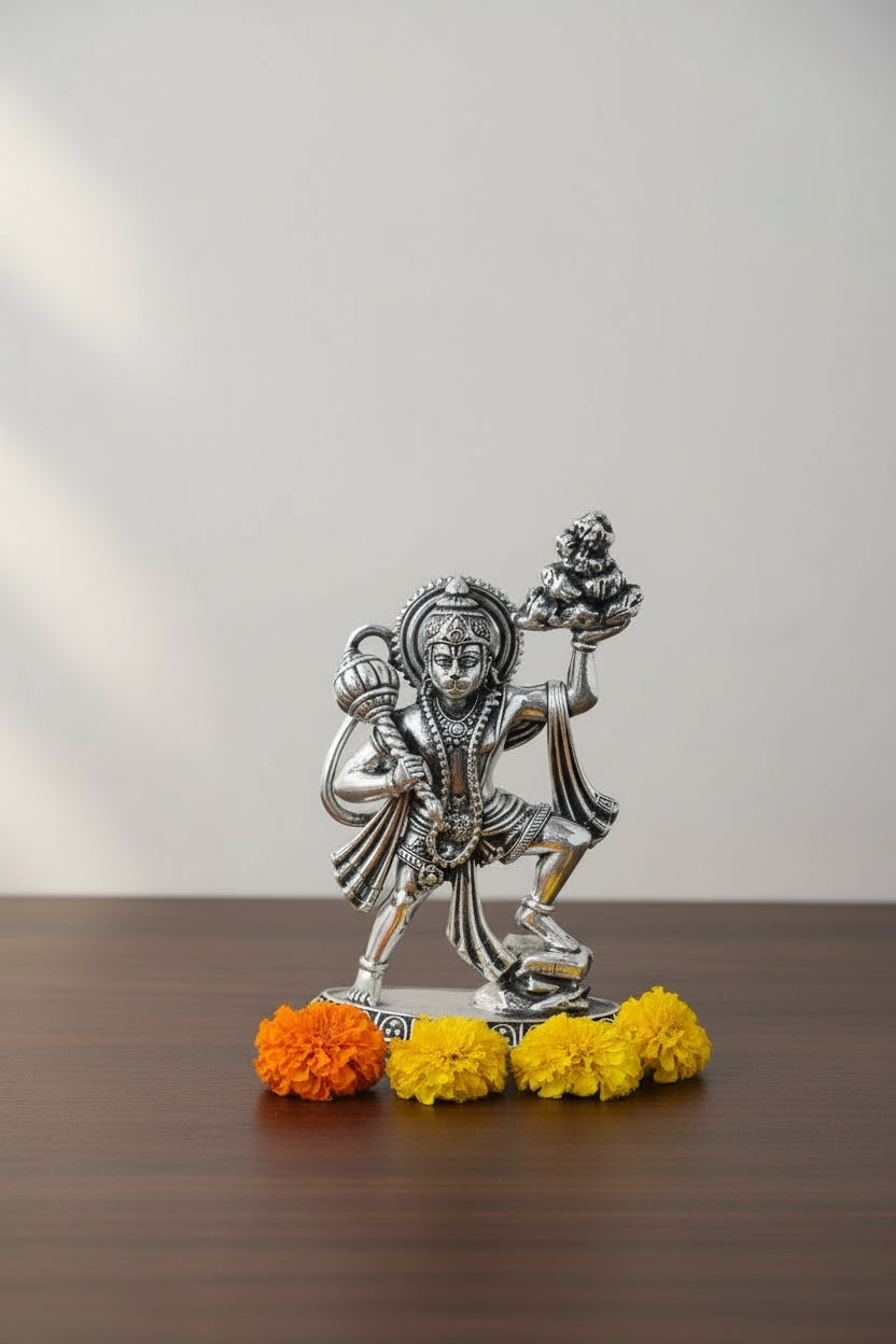 925 Silver Flying Hanuman Statue (187g) for Pooja & Vastu