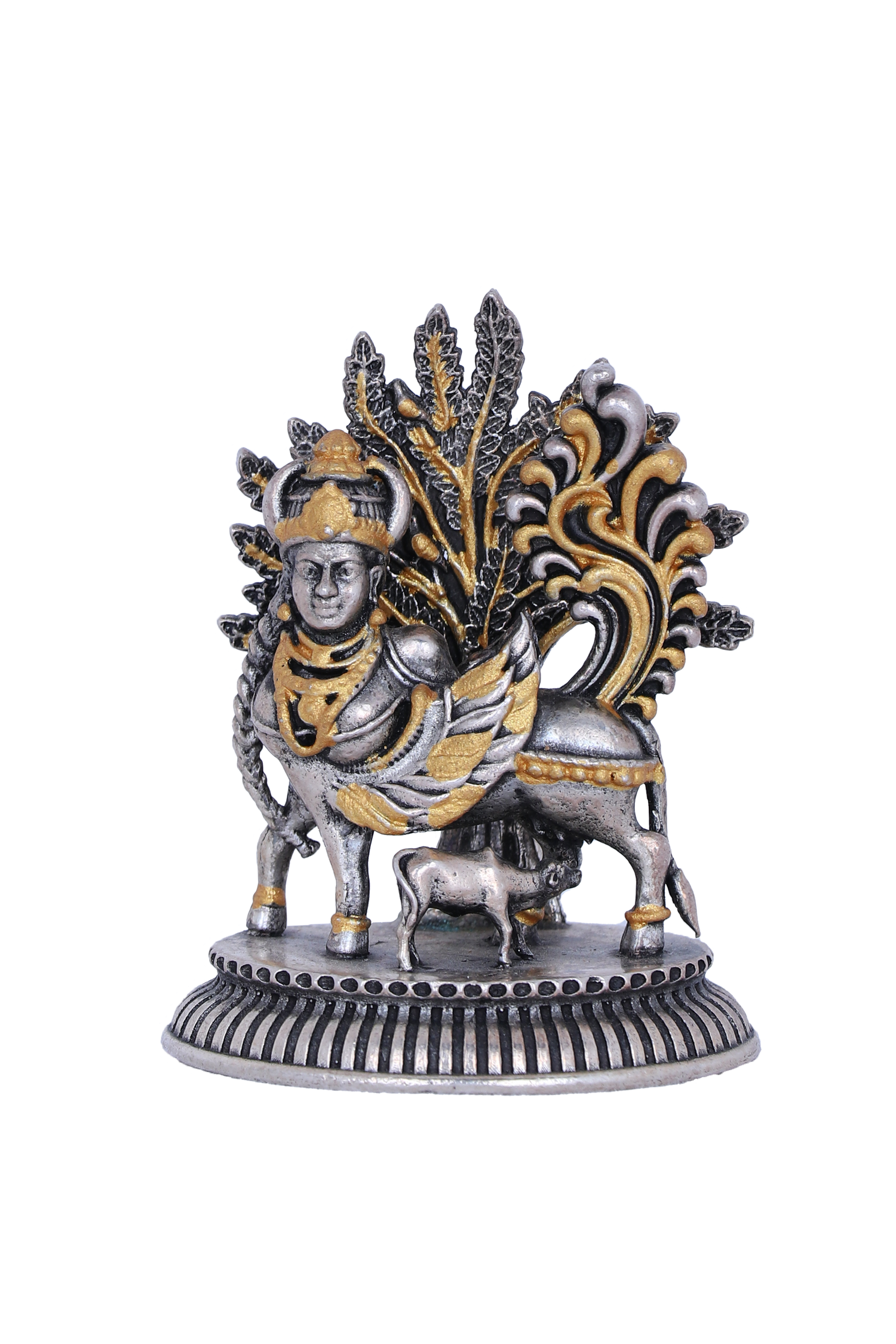 925 Silver Gold Plated Kamadhenu Cow Idol (90g) for Vastu