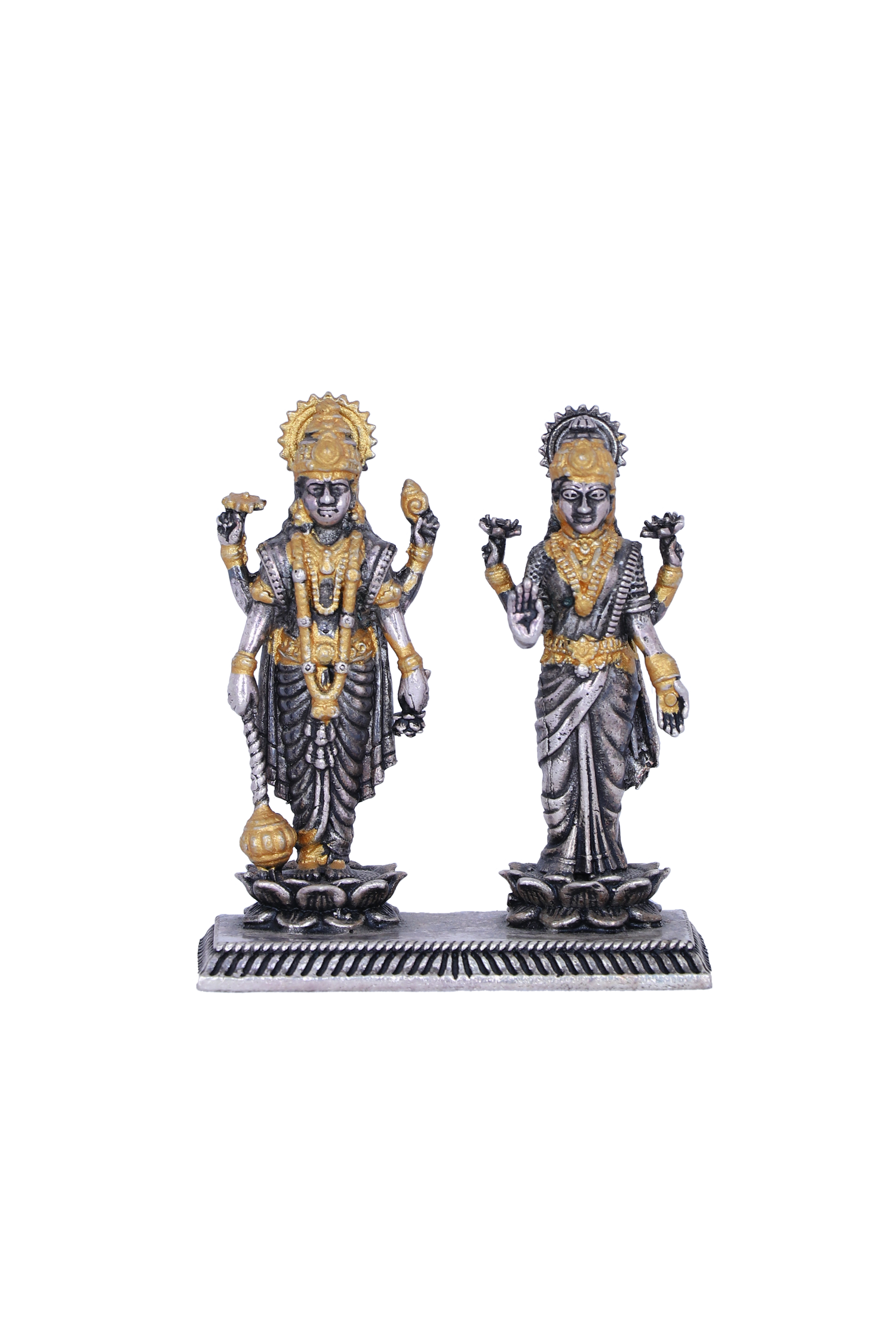 925 Silver Gold Plated Laxmi Narayan Idol (101g) for Home Mandir