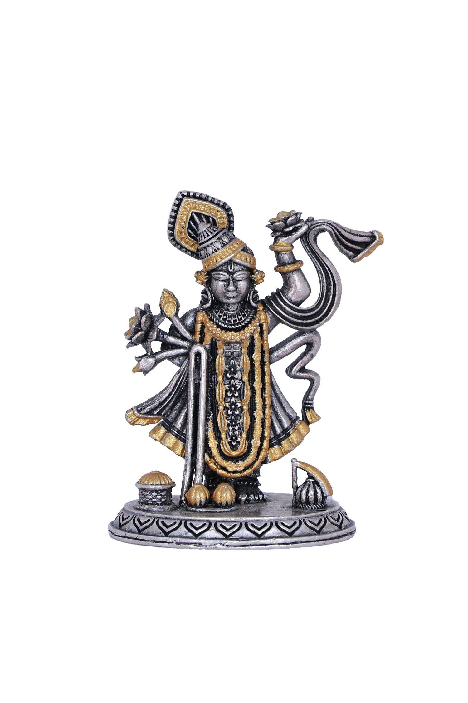 Pure Silver Shrinathji Idol (74g) - Gold Plated - Pooja Mandir