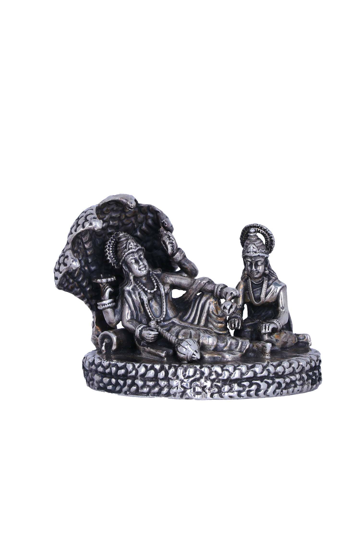 925 Silver Vishnu Lakshmi on Shesha Naga (187g) Antique Finish