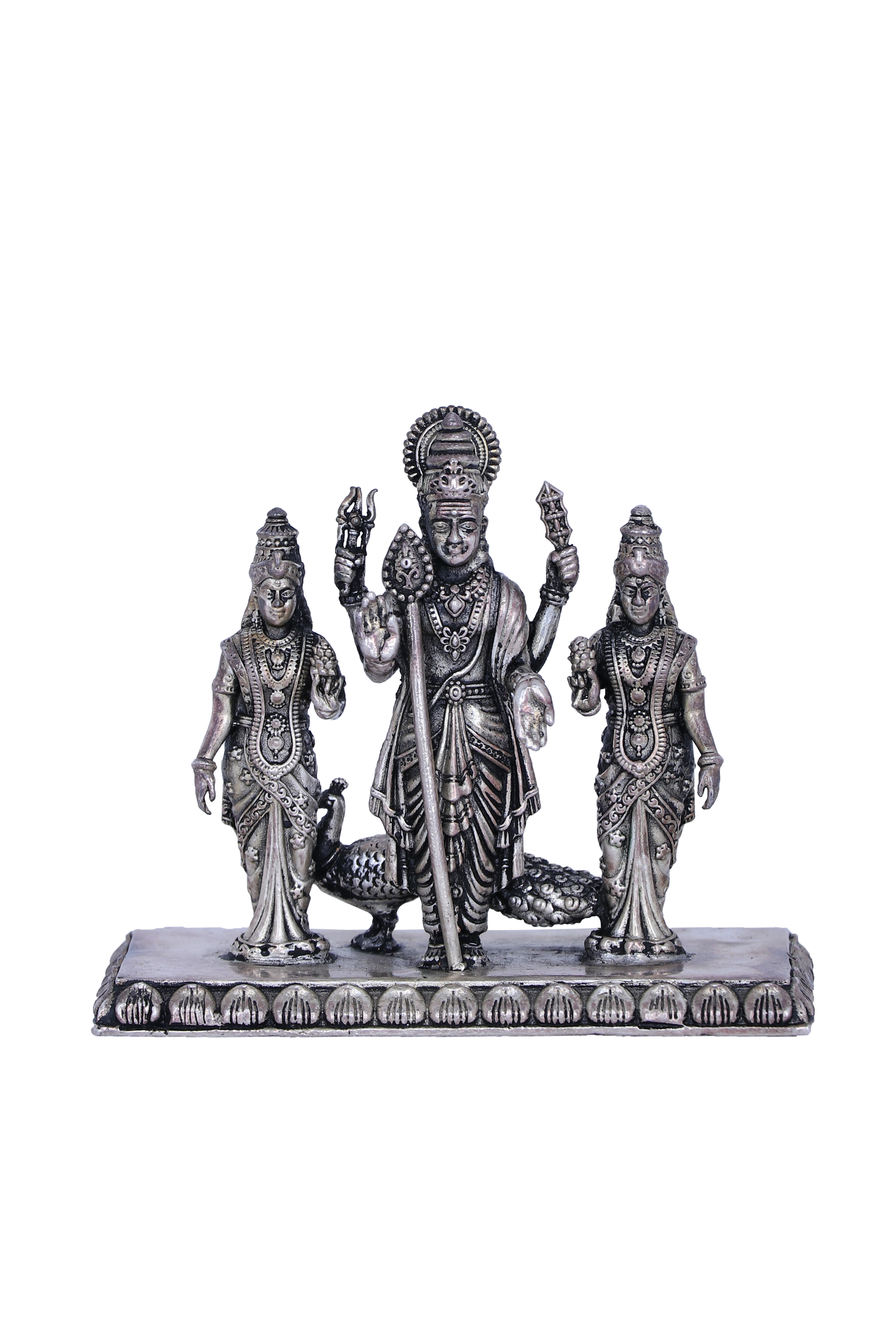 113g Handcrafted 925 Silver Murugan Parivar for Auspicious Gifting