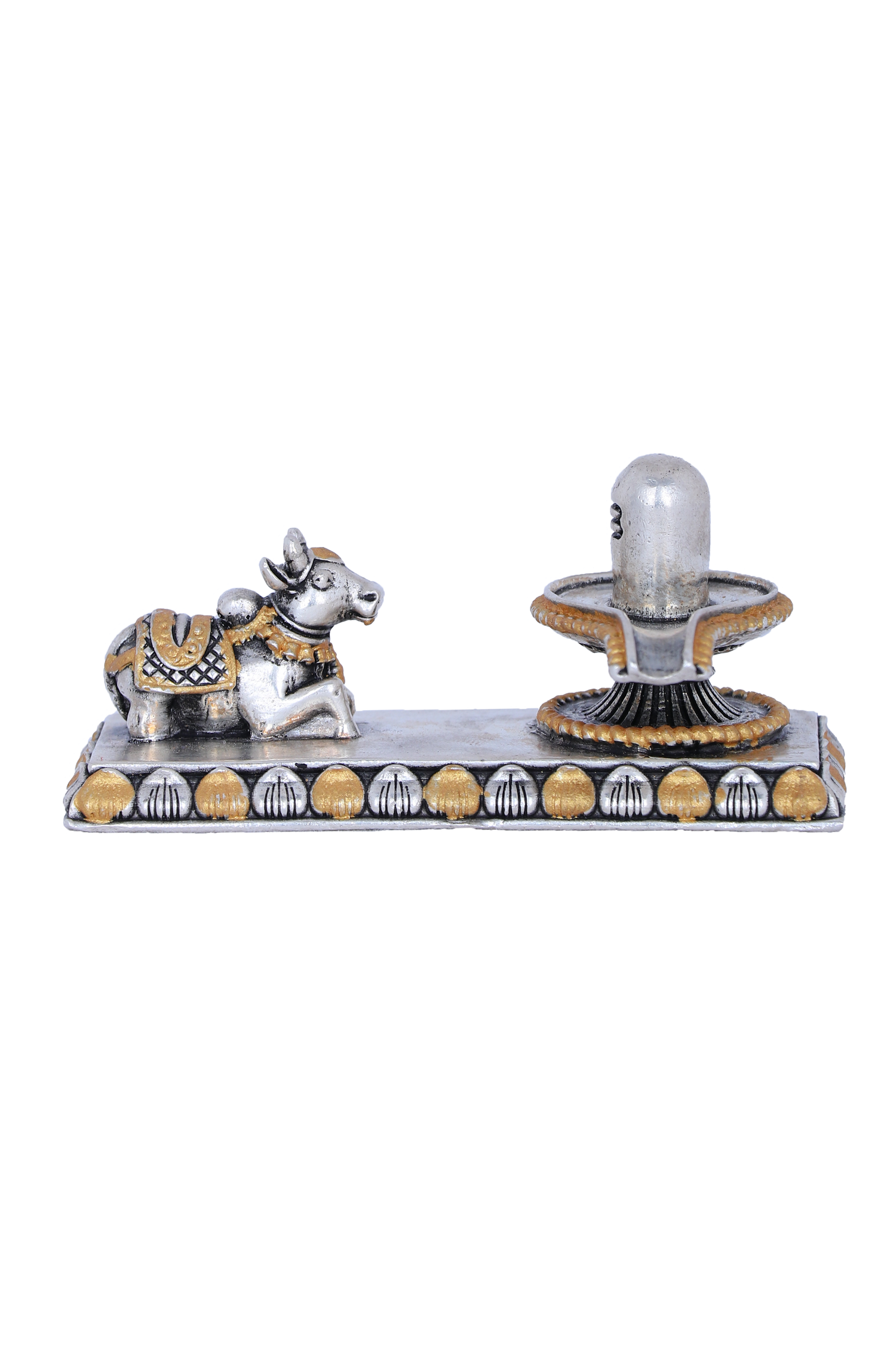 Pure Silver Lingam Nandi Set (150g) Gold Plated for Abhishekam