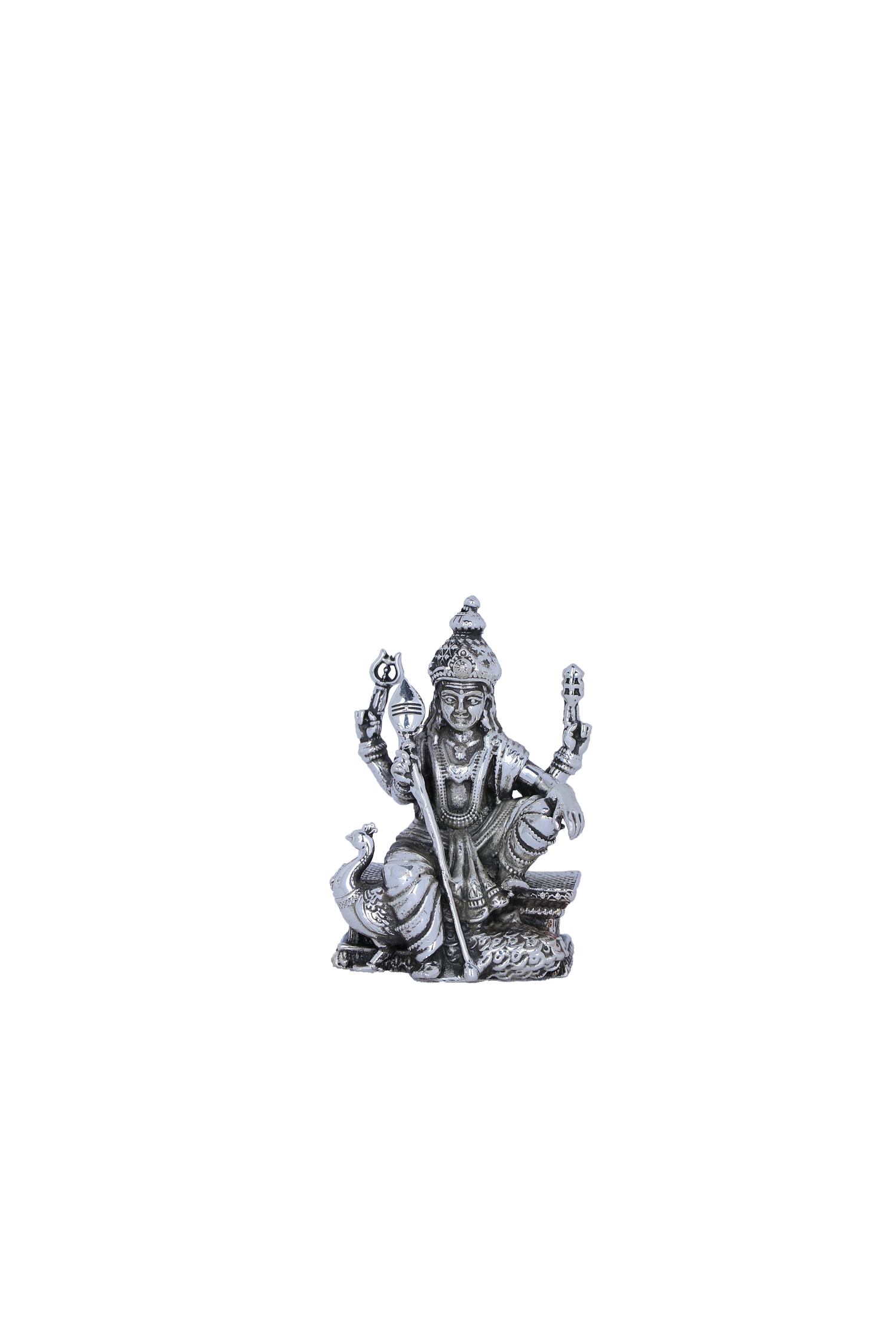 Pure 925 Silver Skanda Murti (46g) with Vel for Home Temple