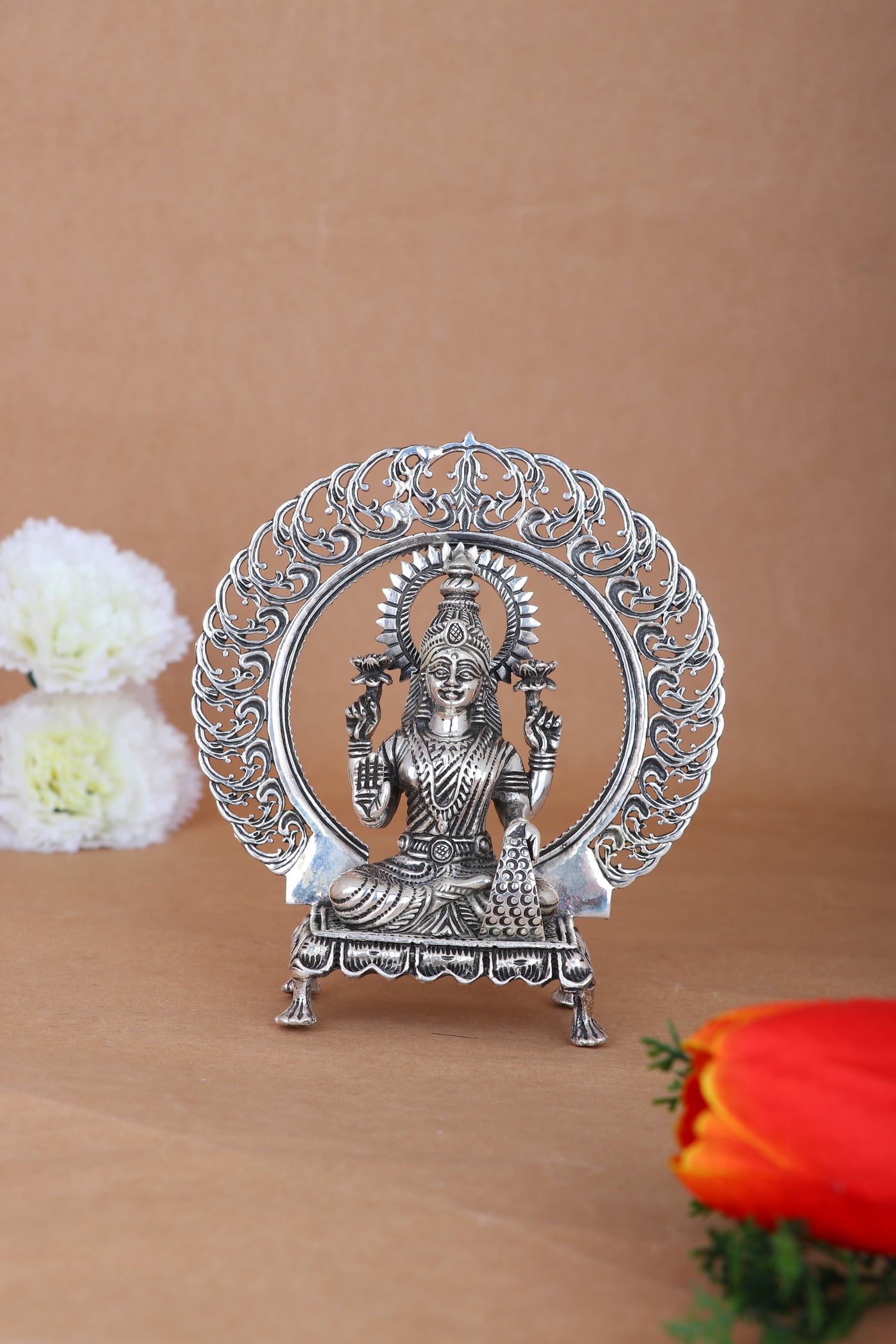 Pure 925 Silver Krishna Lakshmi Idol – 353g Divine Couple Temple Statue