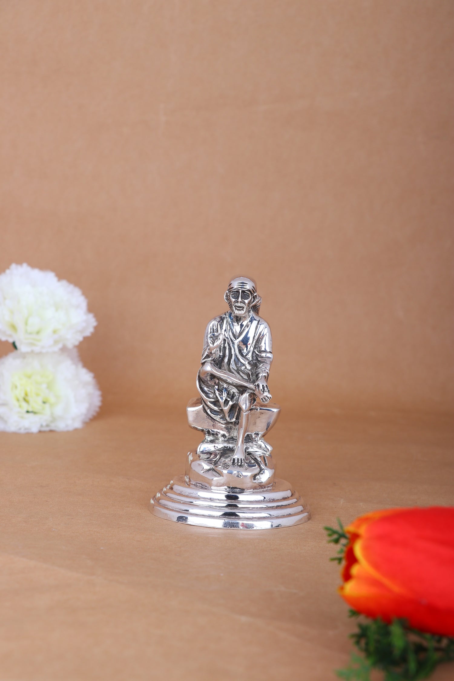 Pure 925 Silver Sai baba Idol – 253g Serpent Base Murti