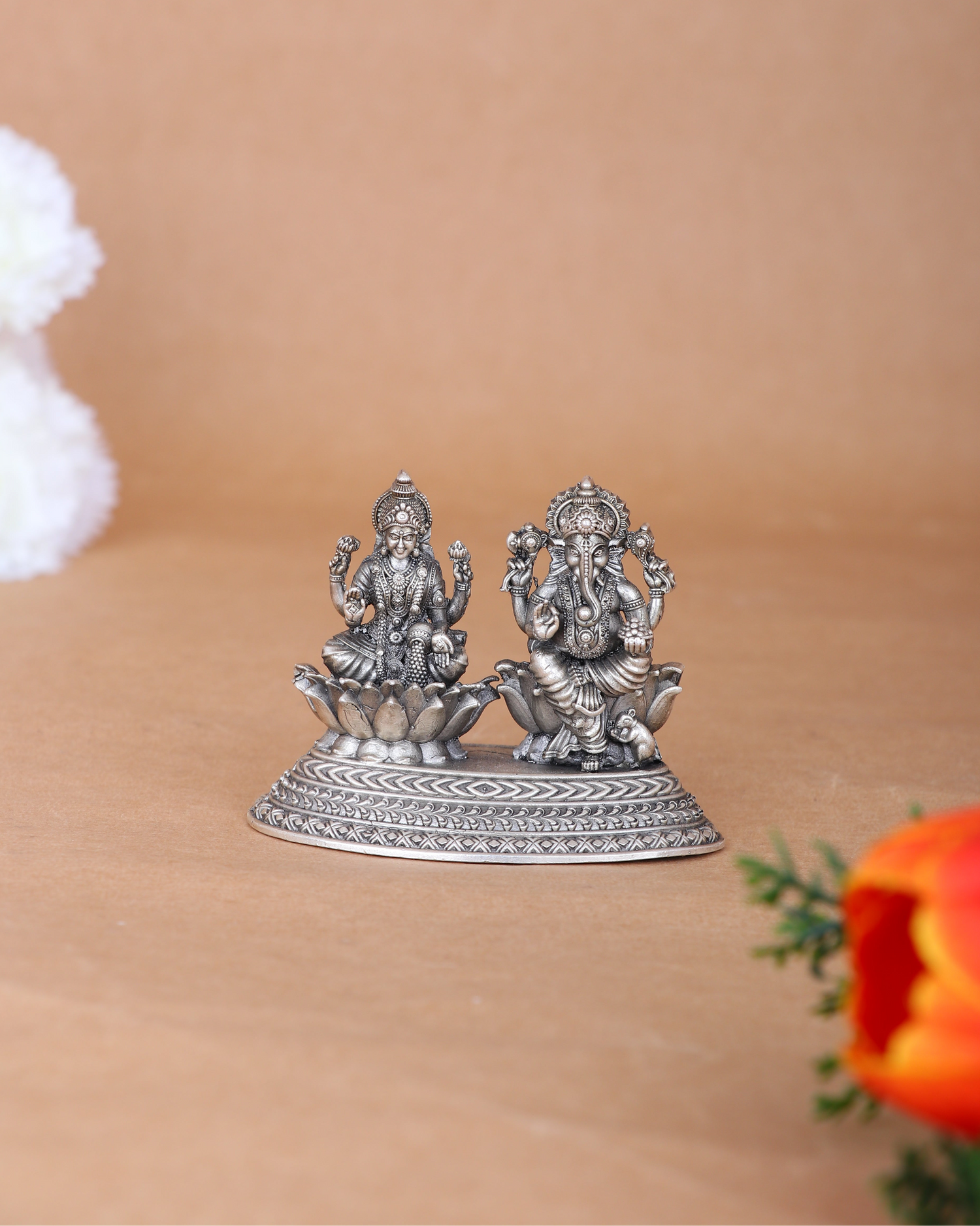 Pure 925 Silver Ganesha & Lakshmi Twin Idol – 68g Pooja Statue Set