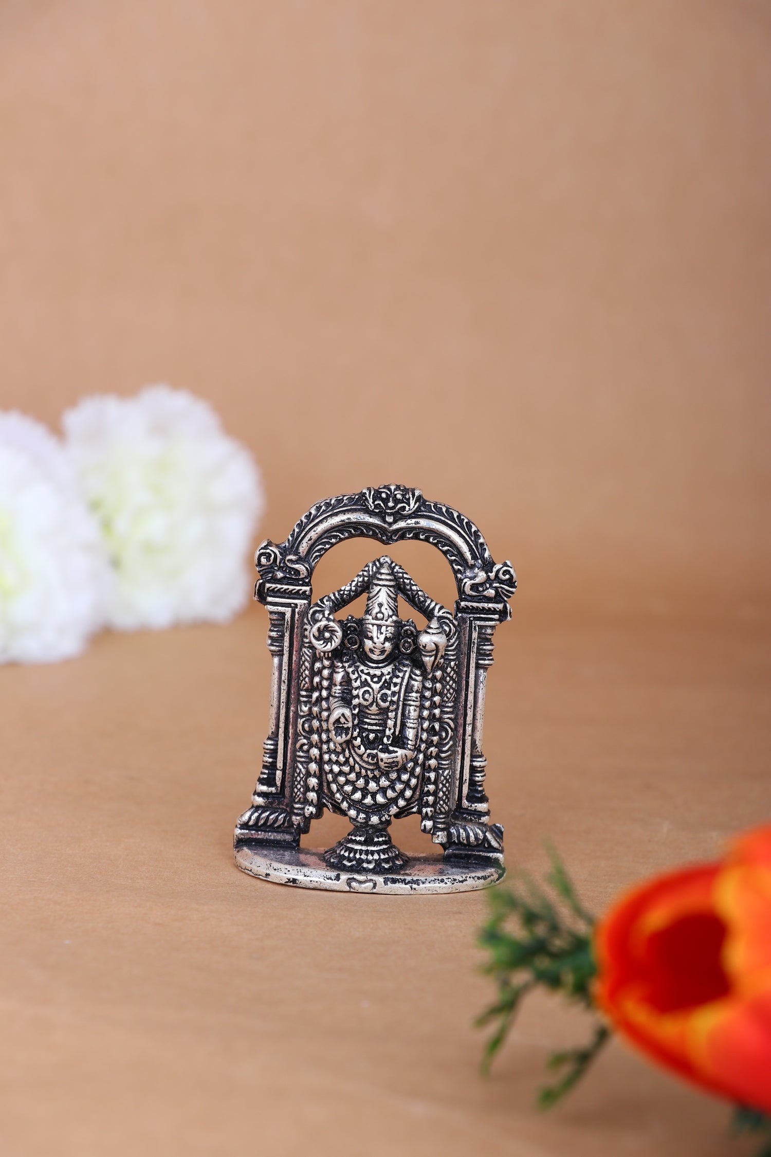 Pure 925 Silver Balaji Idol – 158g Temple Arch Tirupati Murti