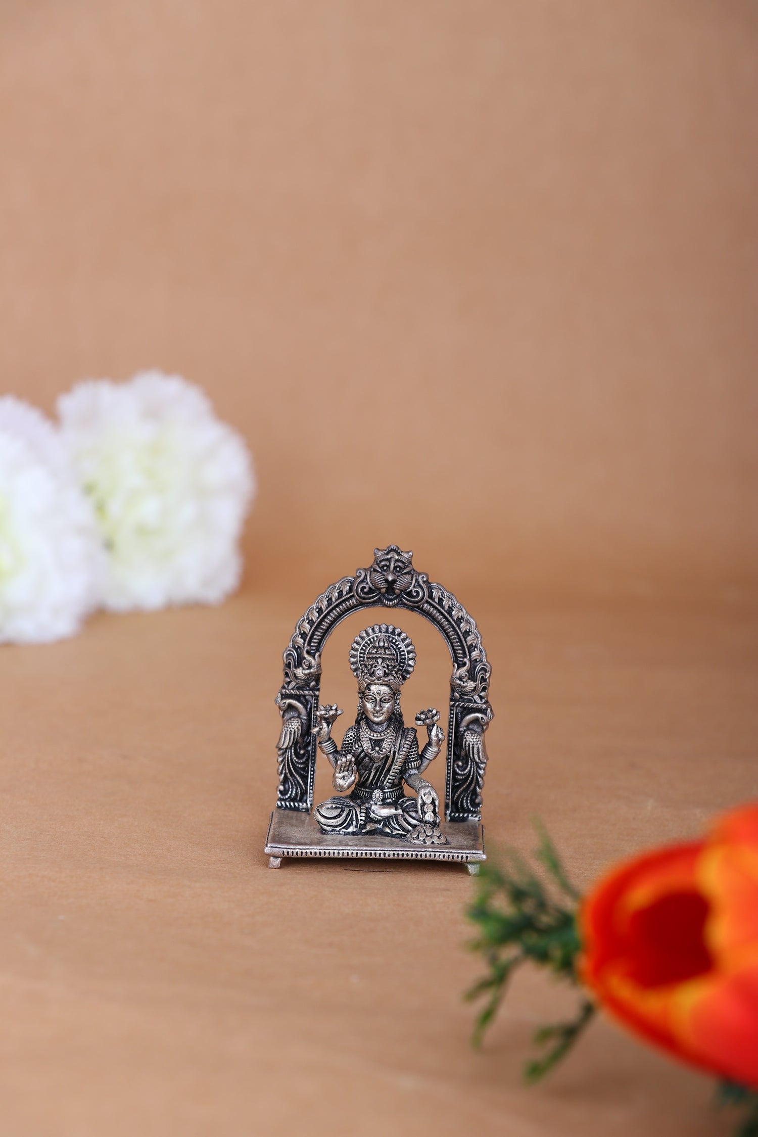 Pure 925 Silver Lakshmi Idol – 63g Throne Goddess Pooja Murti