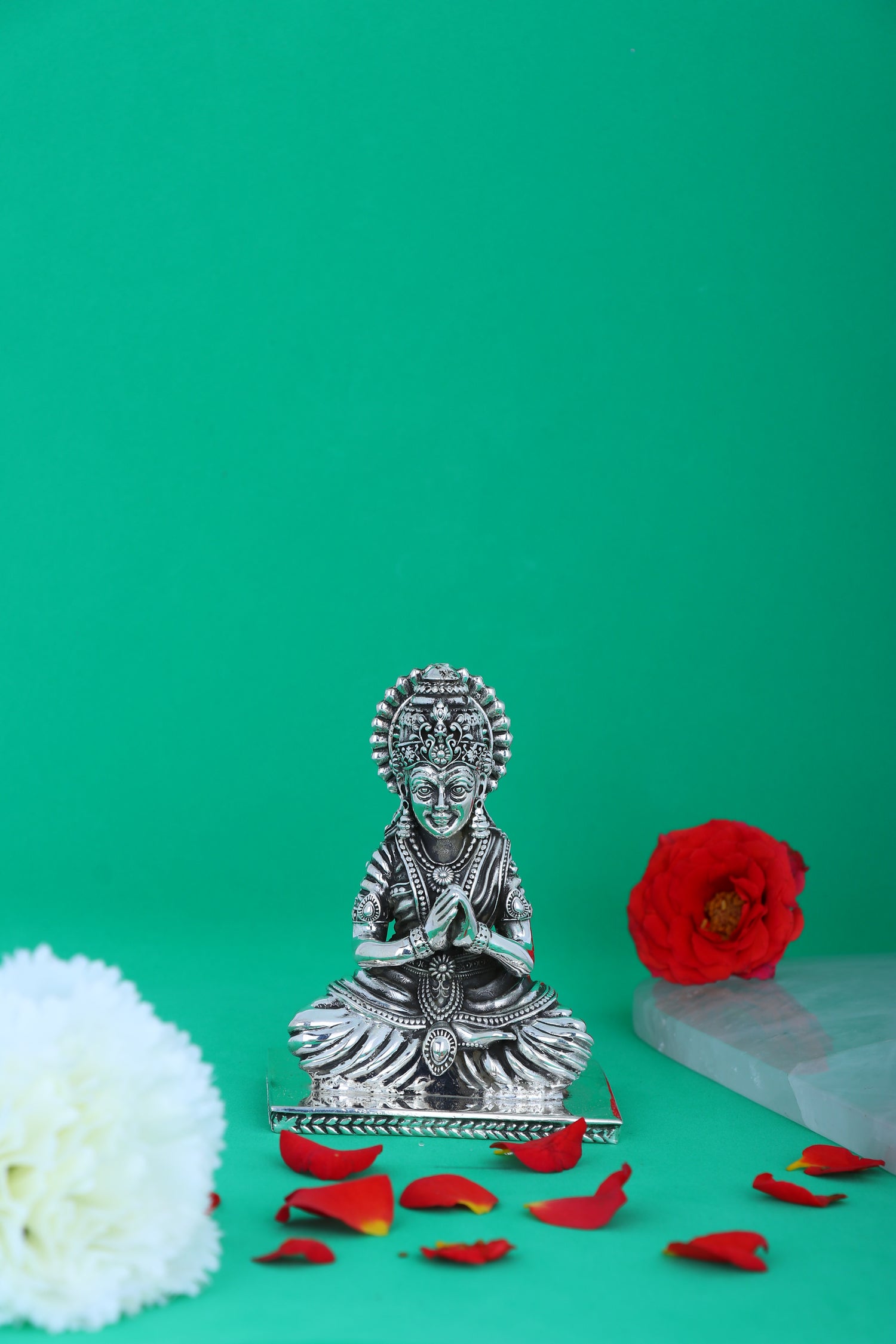 925 Silver Goddess in Namaskar Mudra (497g) Handcrafted Statue
