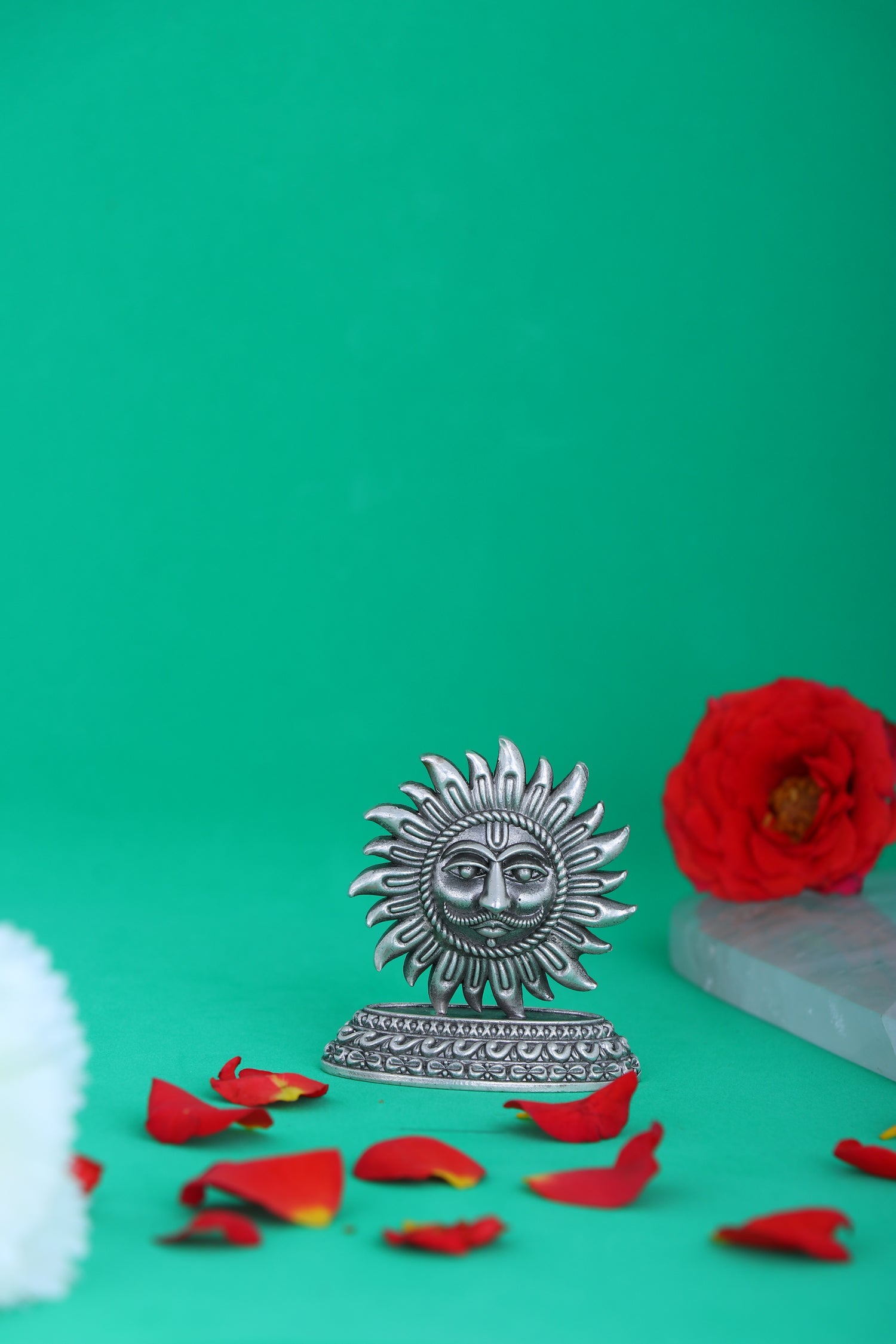 Pure 925 Silver Surya Dev Idol for Pooja Mandir & Vastu