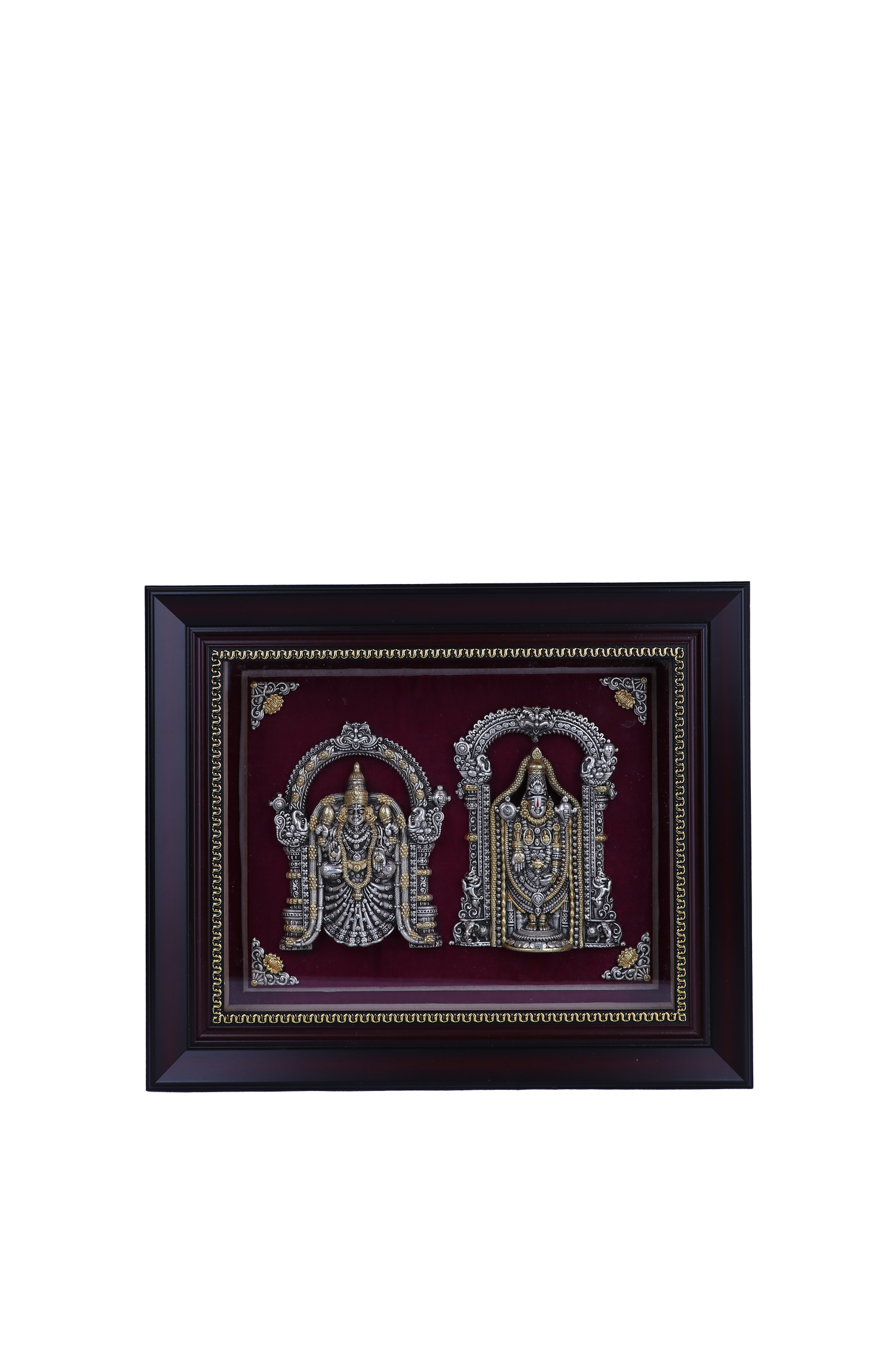 Silver Venkateswara Padmavathi Frame (10x12") Gold Plated Pooja Art