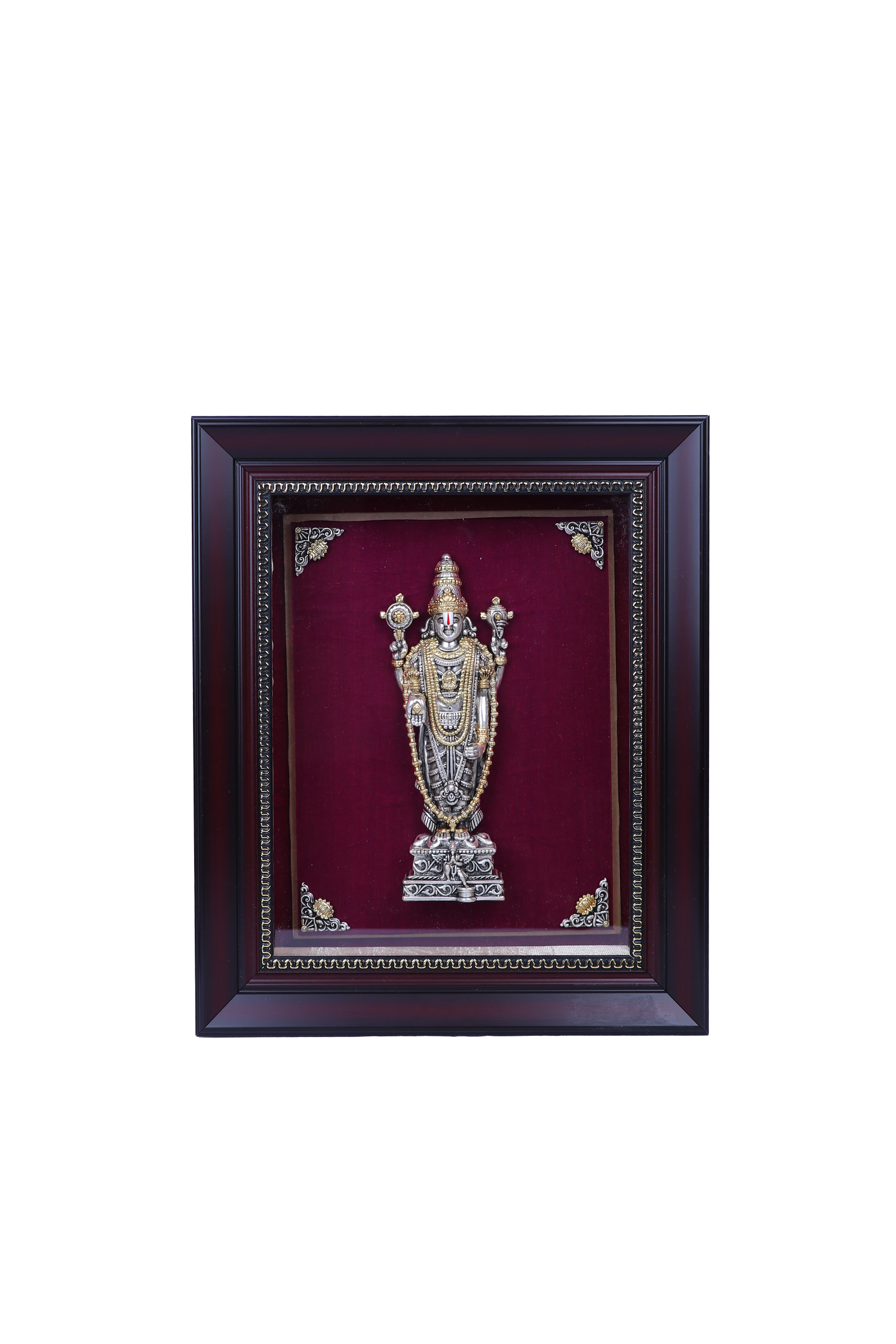 Silver Tirupati Balaji Frame (12x10") 66g Idol Gold Plated Pooja Art