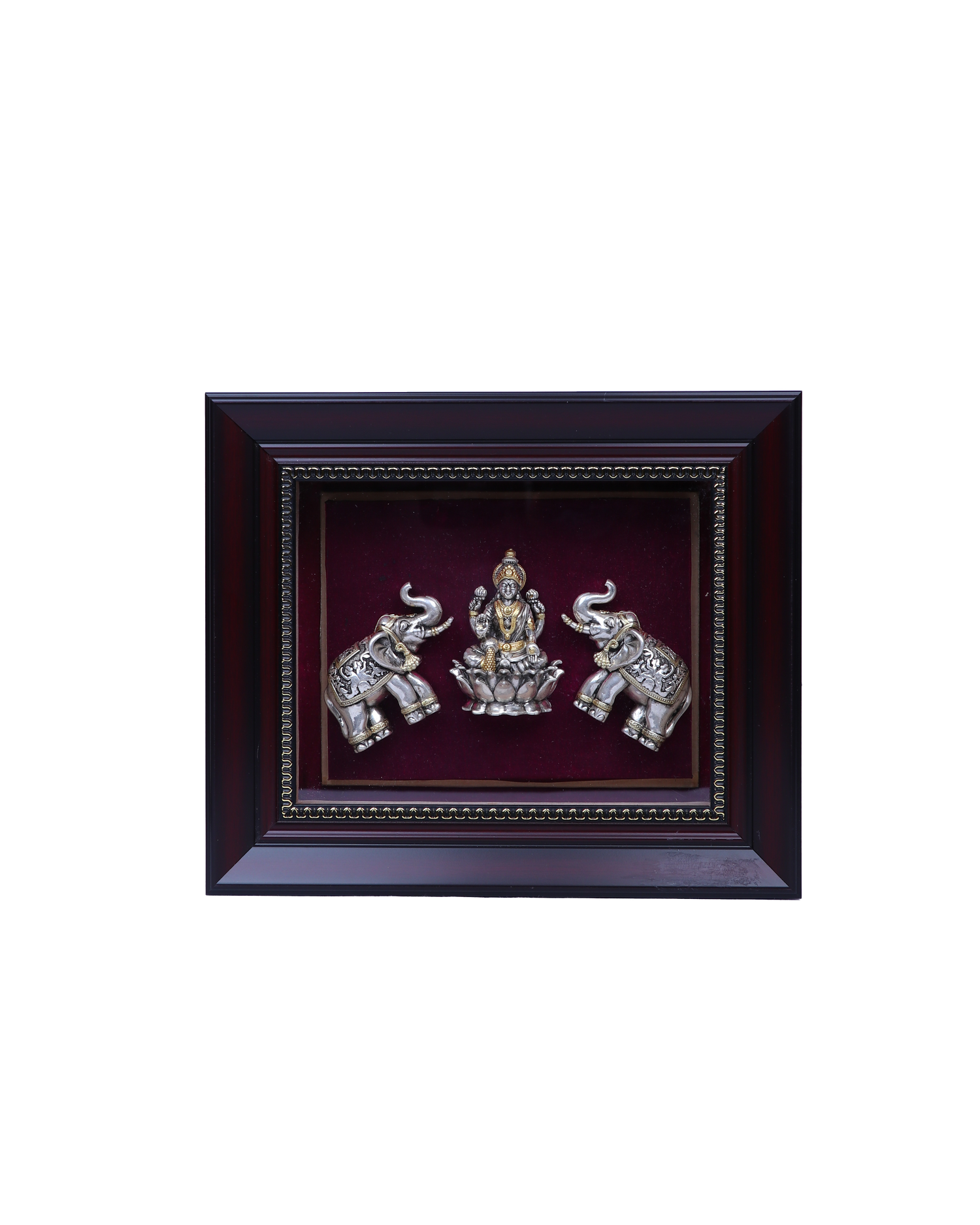 Silver Gajalakshmi Frame (16.5x10") Gold Plated Idols for Vastu