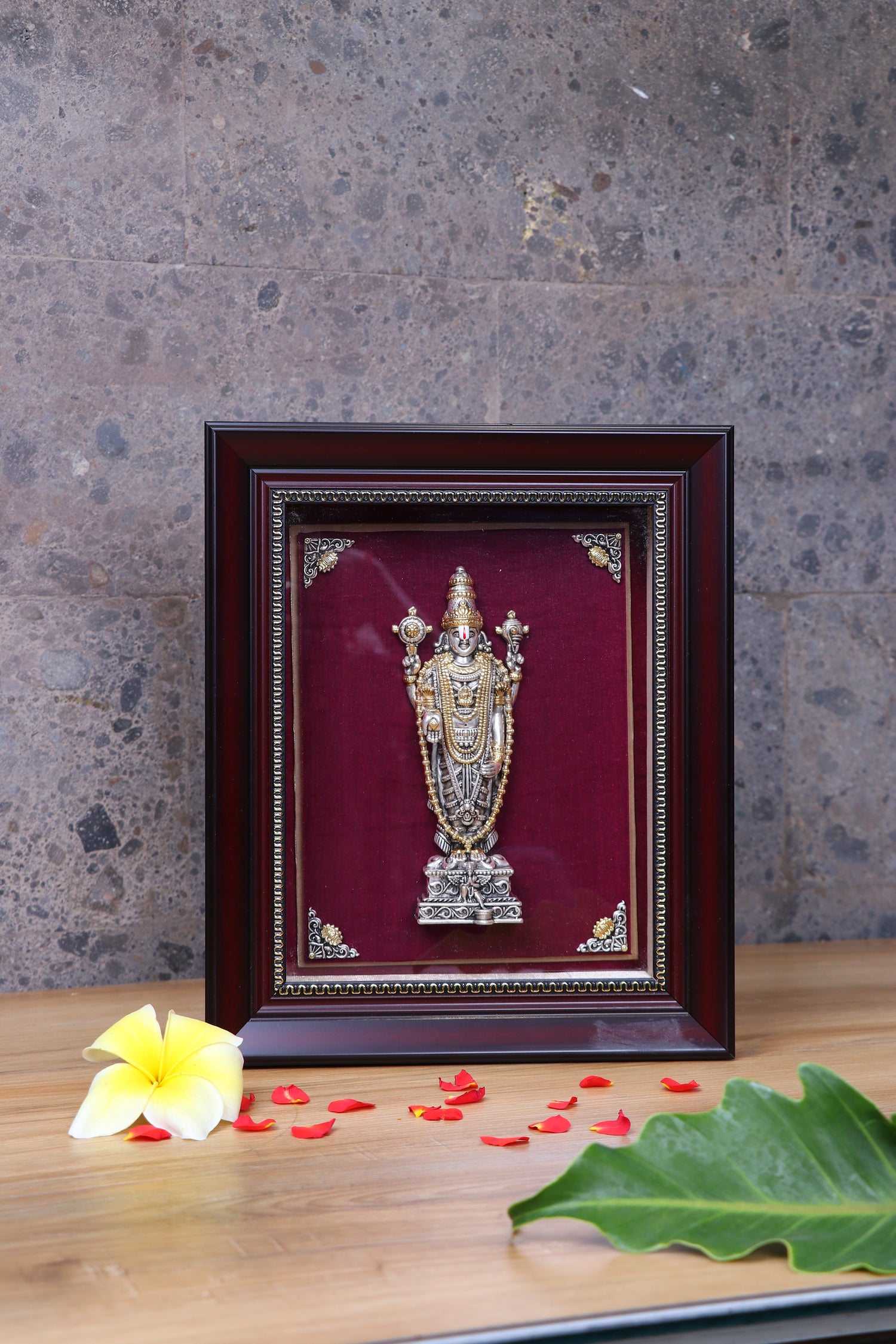 Silver Tirupati Balaji Frame (12x10") 66g Idol Gold Plated Pooja Art