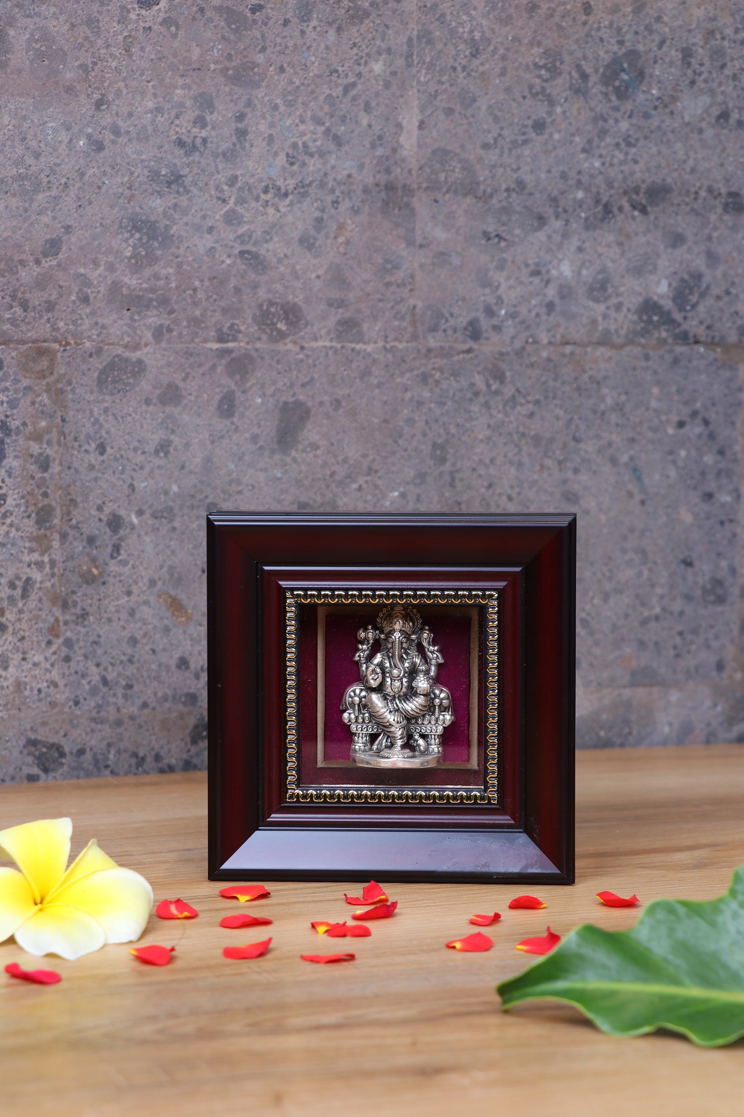 925 Silver Ganesha Frame (6x6") 30g Idol for Pooja & Vastu