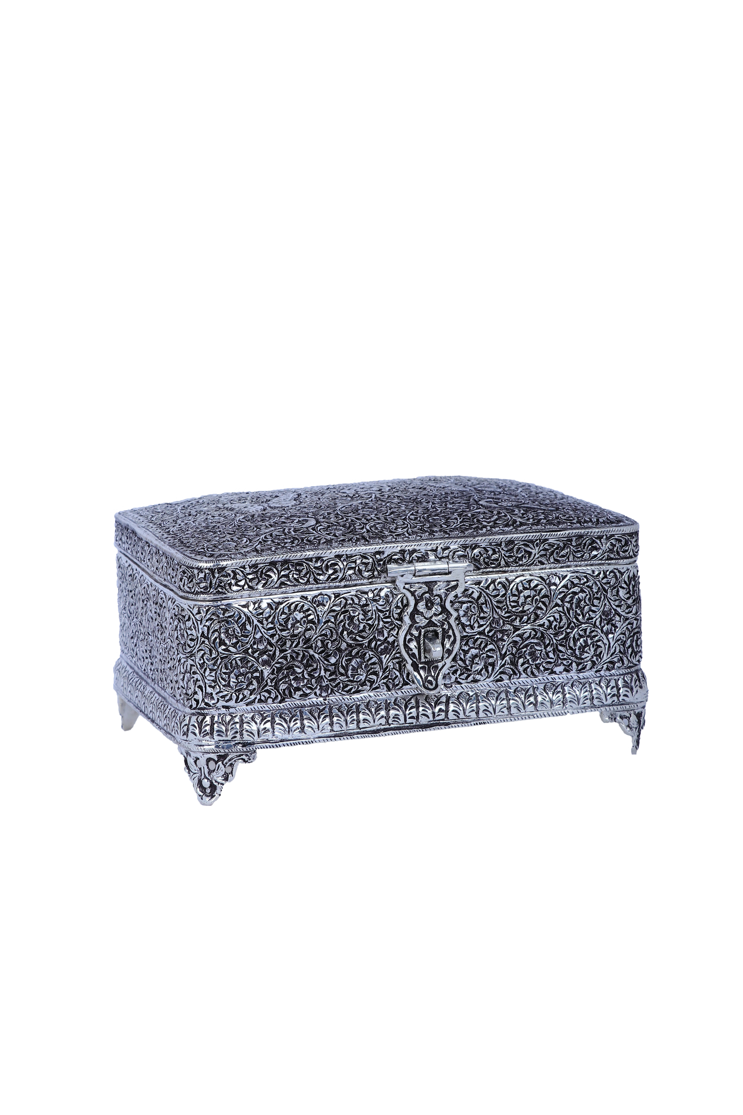 925 Silver Floral Carved Box for Premium Gifting
