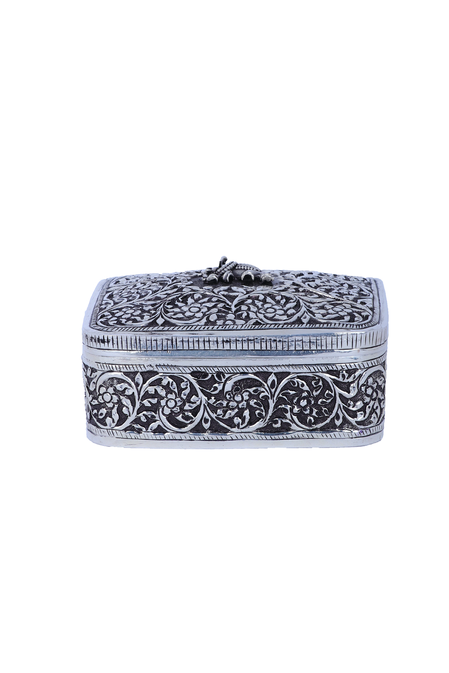 Pure 925 Silver Handcrafted Jewel Box with Elephant Motif