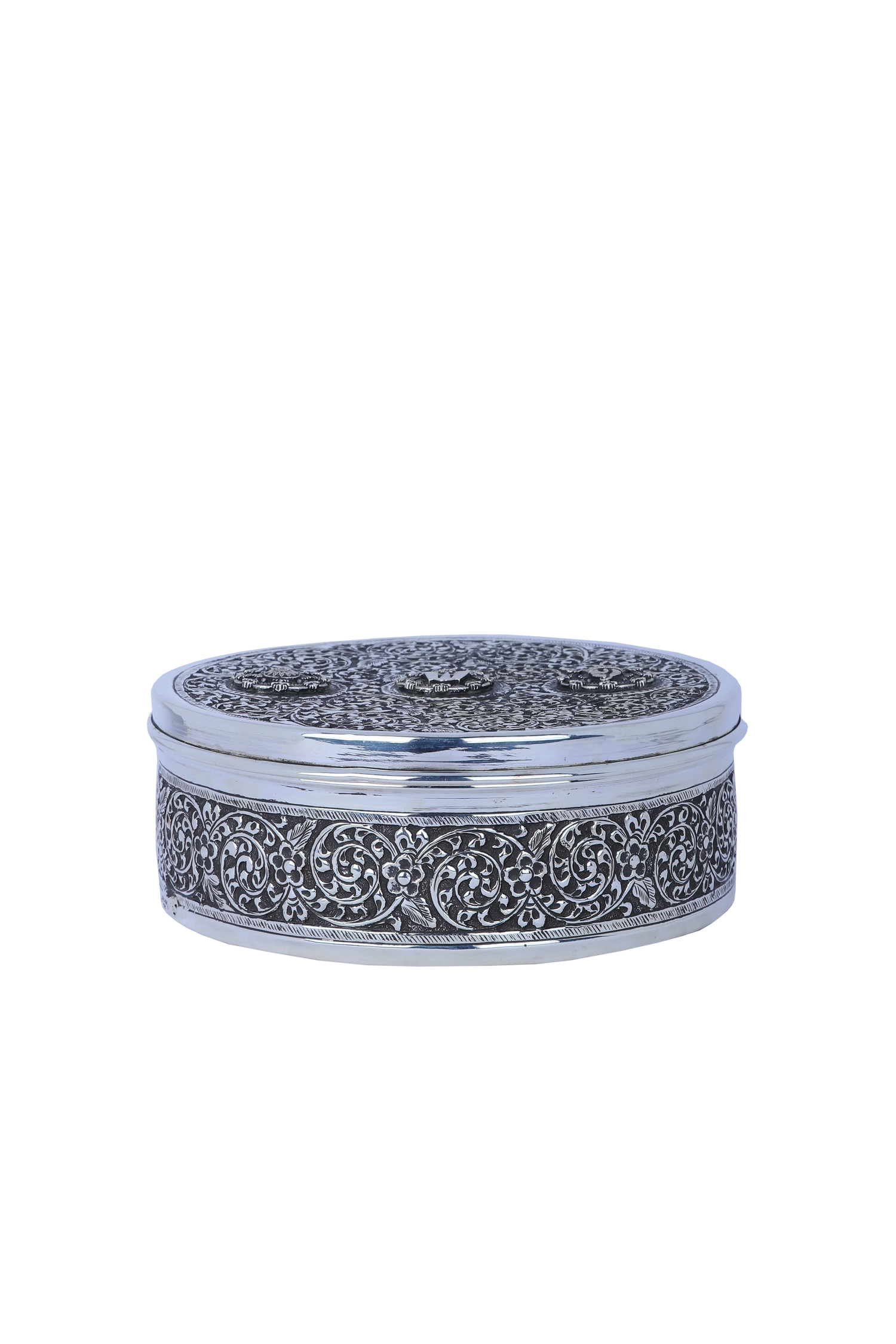 925 Silver Round Box for Wedding Return Gift