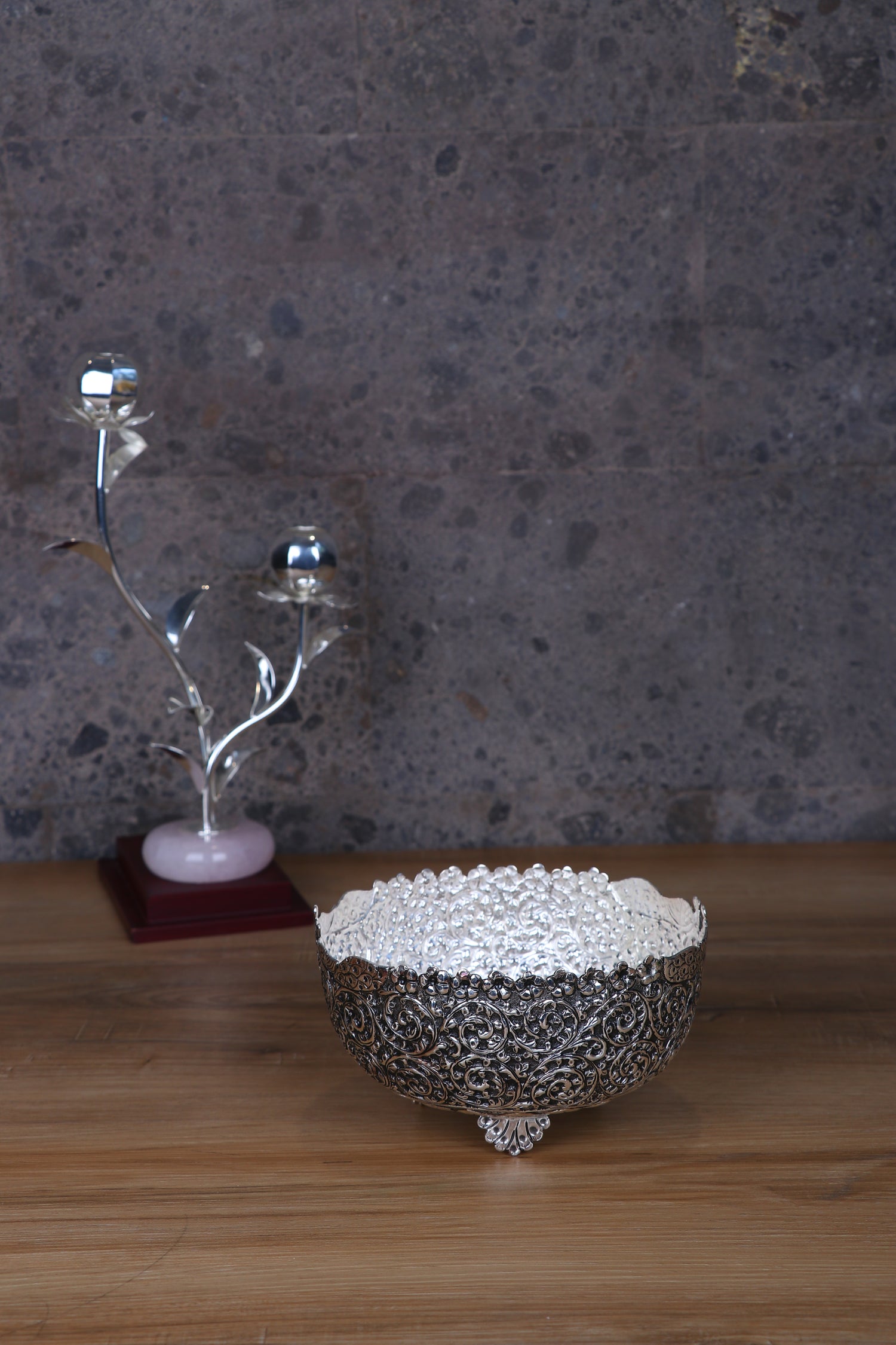 Indian Handcrafted Sterling Silver Openwork Filigree Bowl – Ornate Scalloped Heritage Centerpiece (411g, 3.5"x6.4")