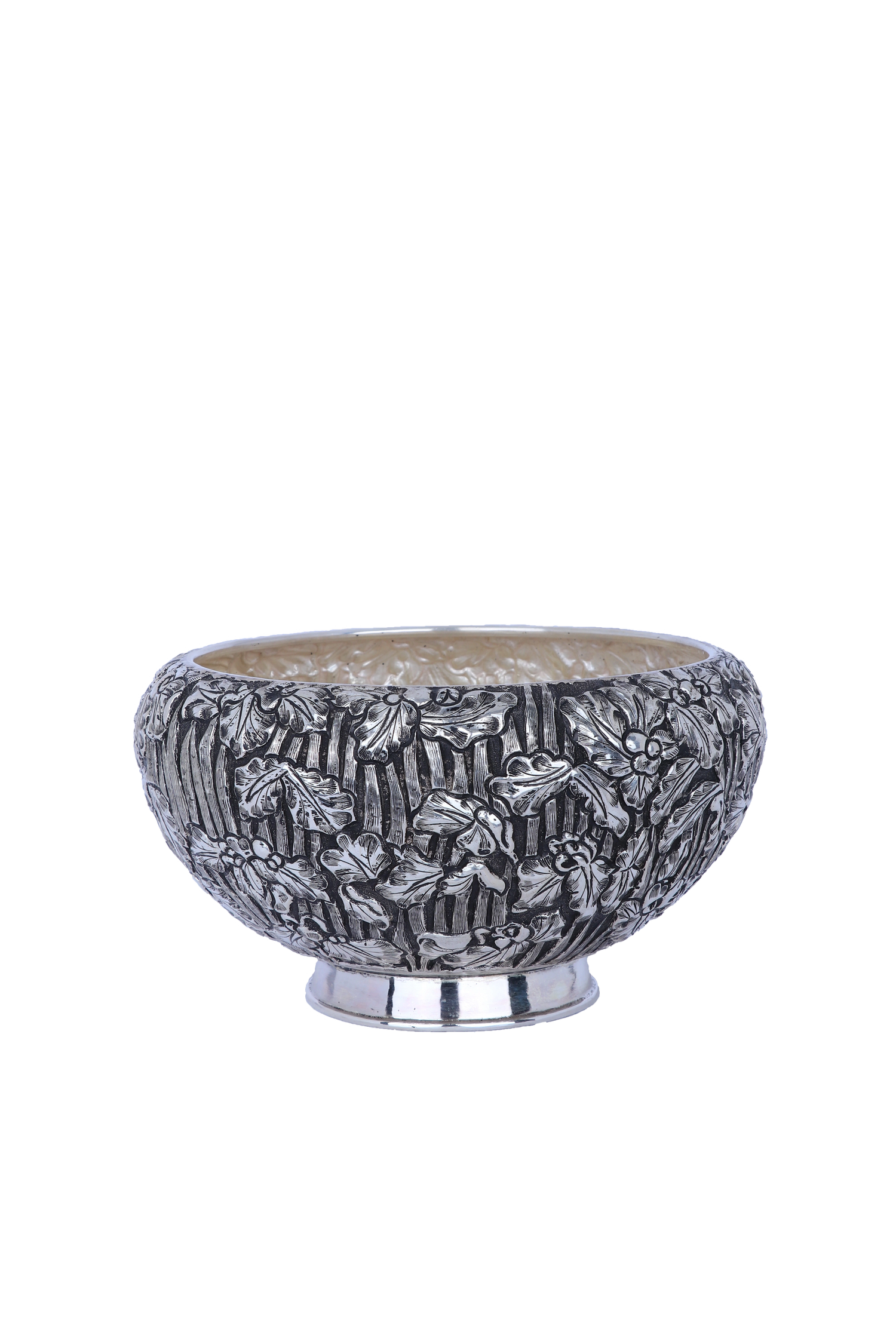 Pure 925 Silver Fruit Bowl (1118g) - Traditional Nakshi Design Centrepiece