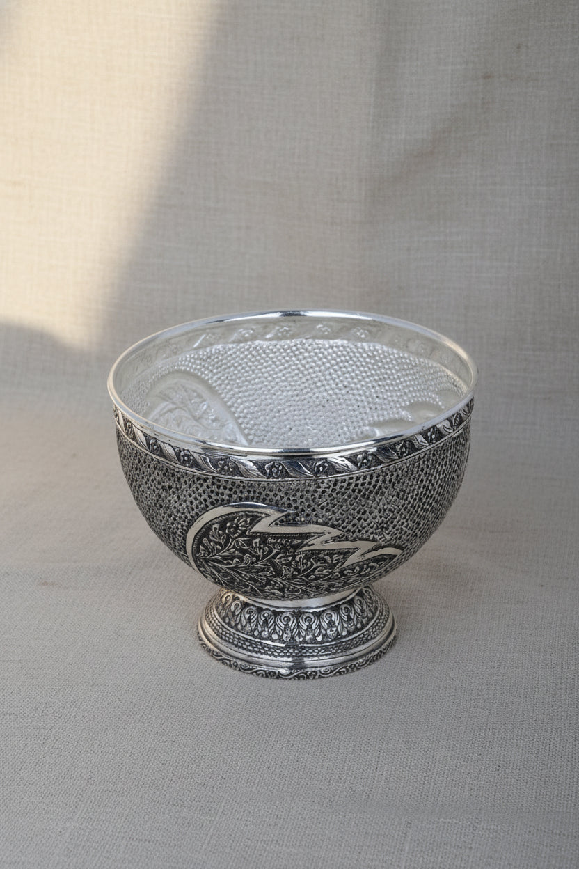 925 Sterling Silver Antique Fruit Bowl (860g) for Luxury Dining