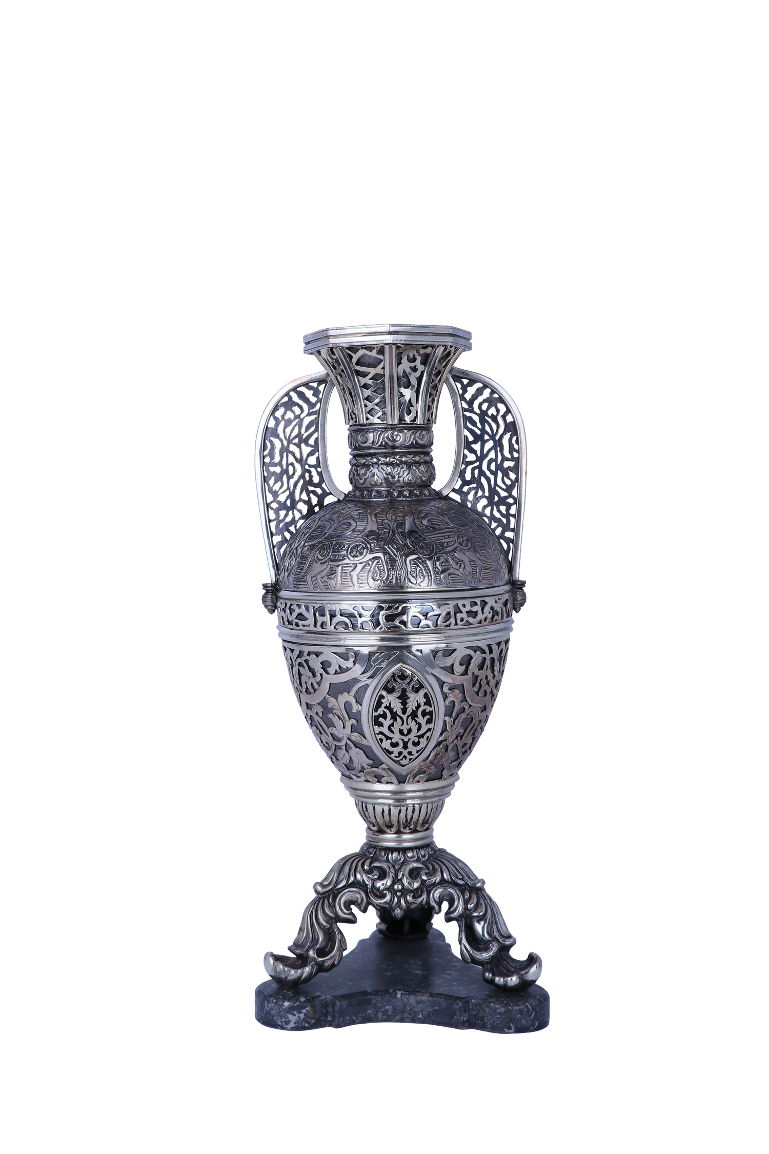 Pure 925 Silver Grand Flower Urn (2553g) for Luxury Decor