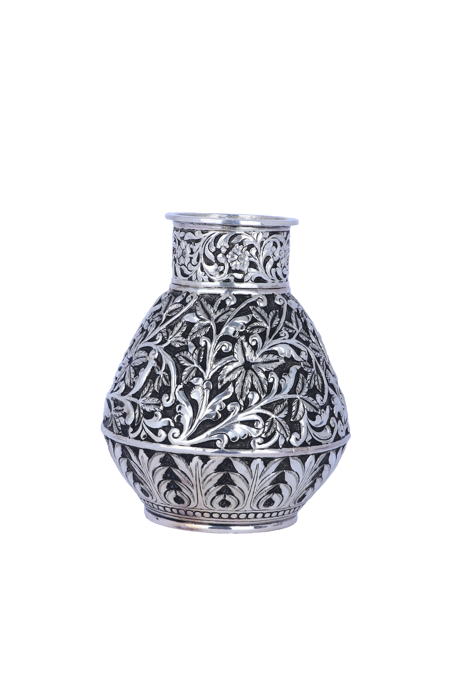 925 Sterling Silver Embossed Urn (606g) for Luxury Home Decor