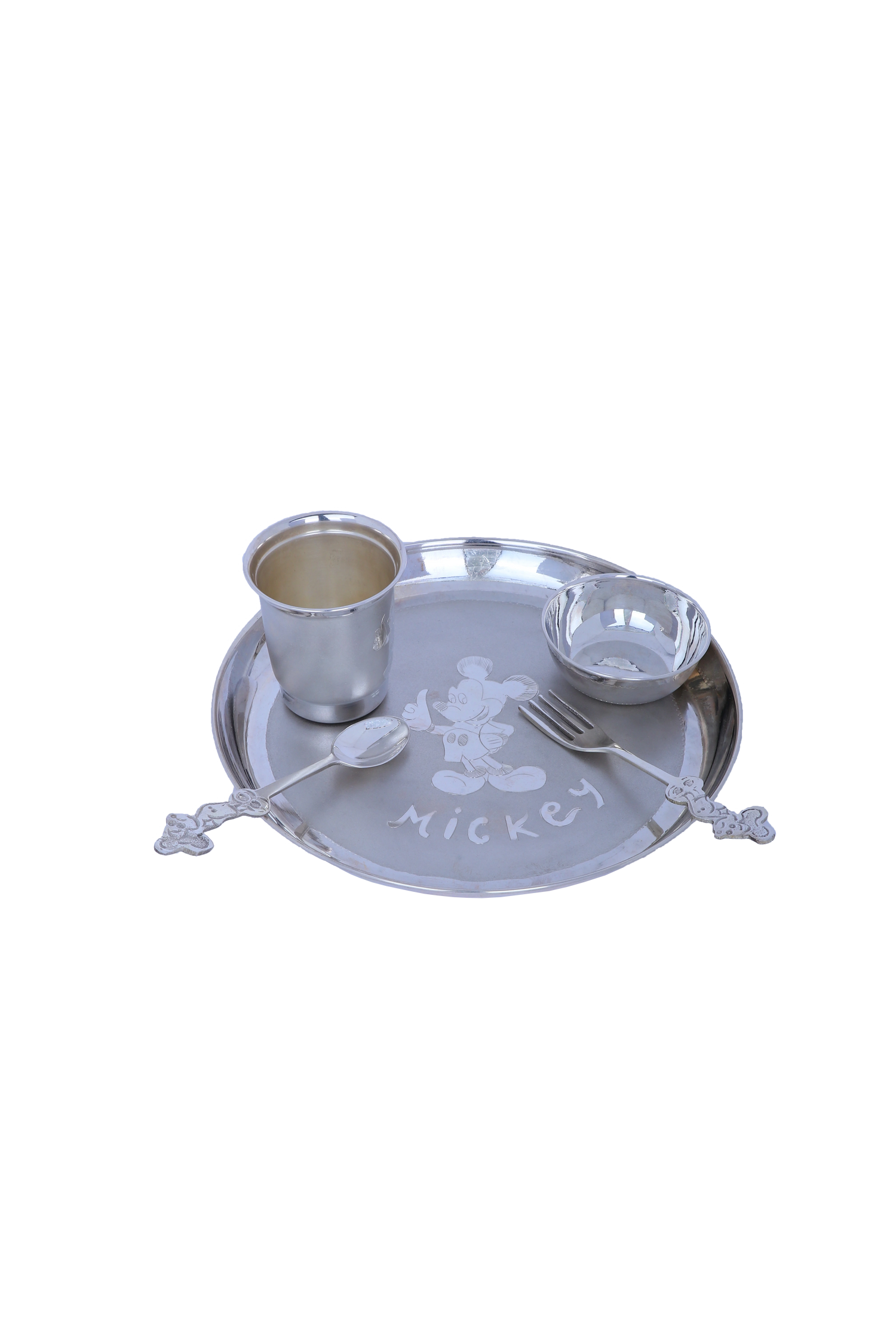 Pure 925 Sterling Silver Baby Plate & Bowl Set - Traditional & Auspicious