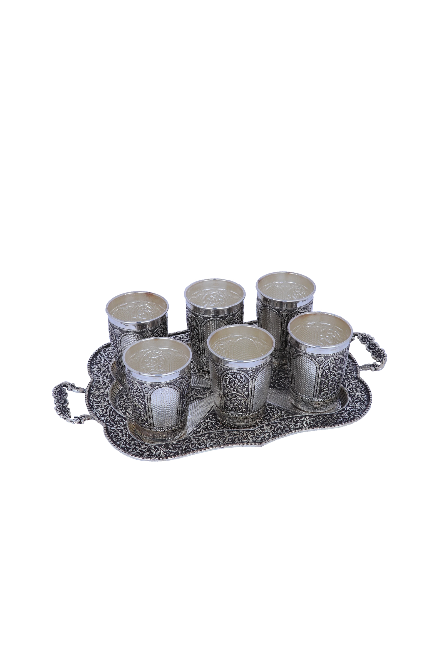 Heavy 925 Silver Glass Set with Tray - Premium Formal Gifting
