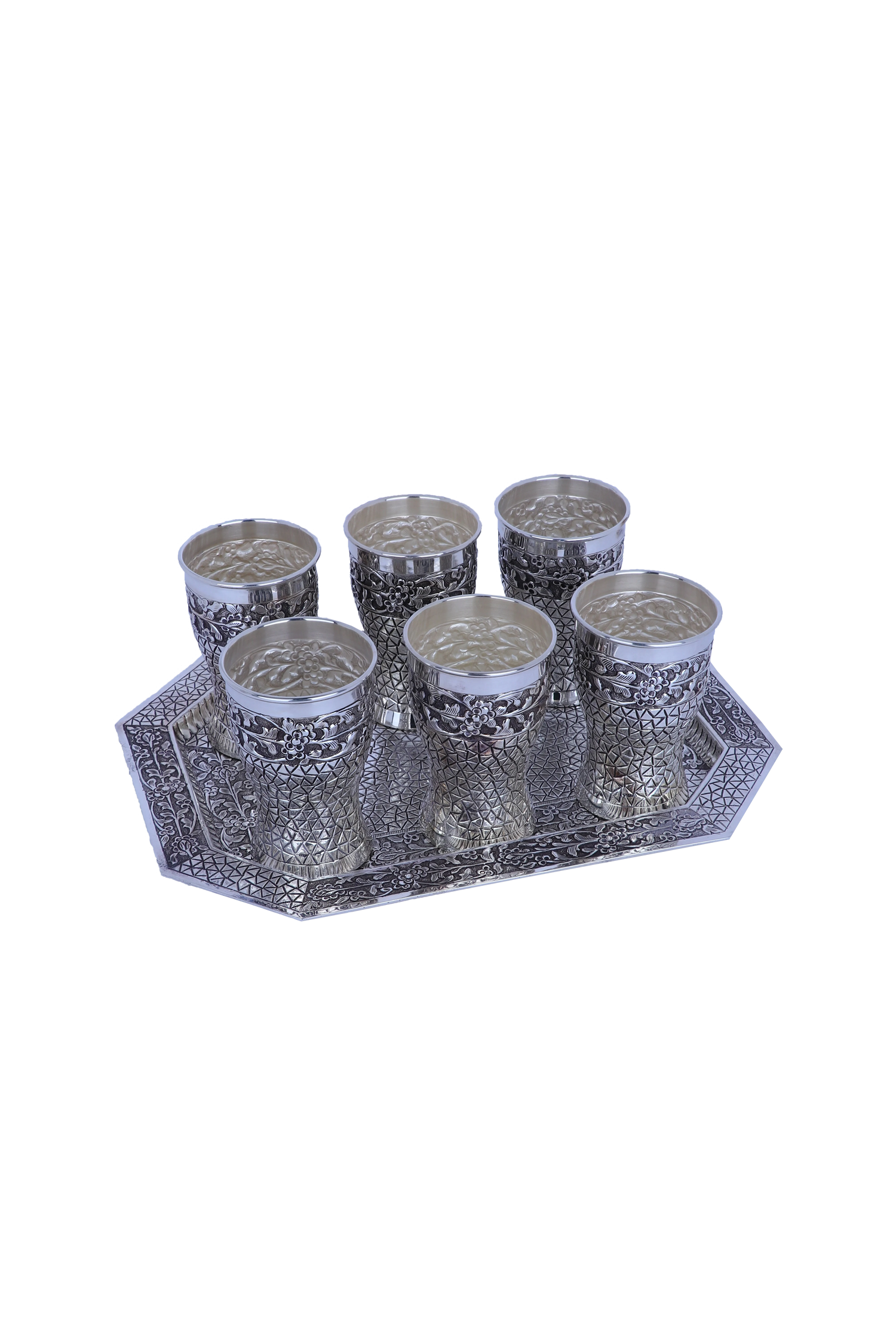 Pure Sterling Silver Glass & Tray Set for Rituals & Home Decor