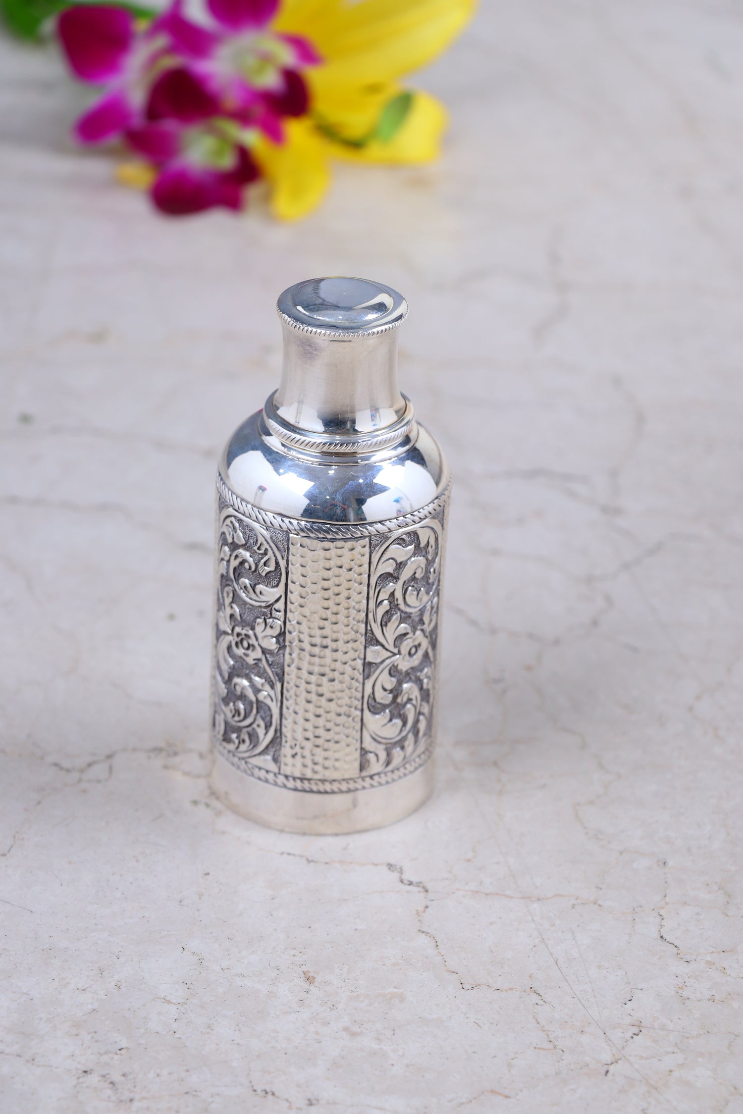 Pure 925 Silver Serving Bottle (225g) - Elegant Fluted Design Tableware