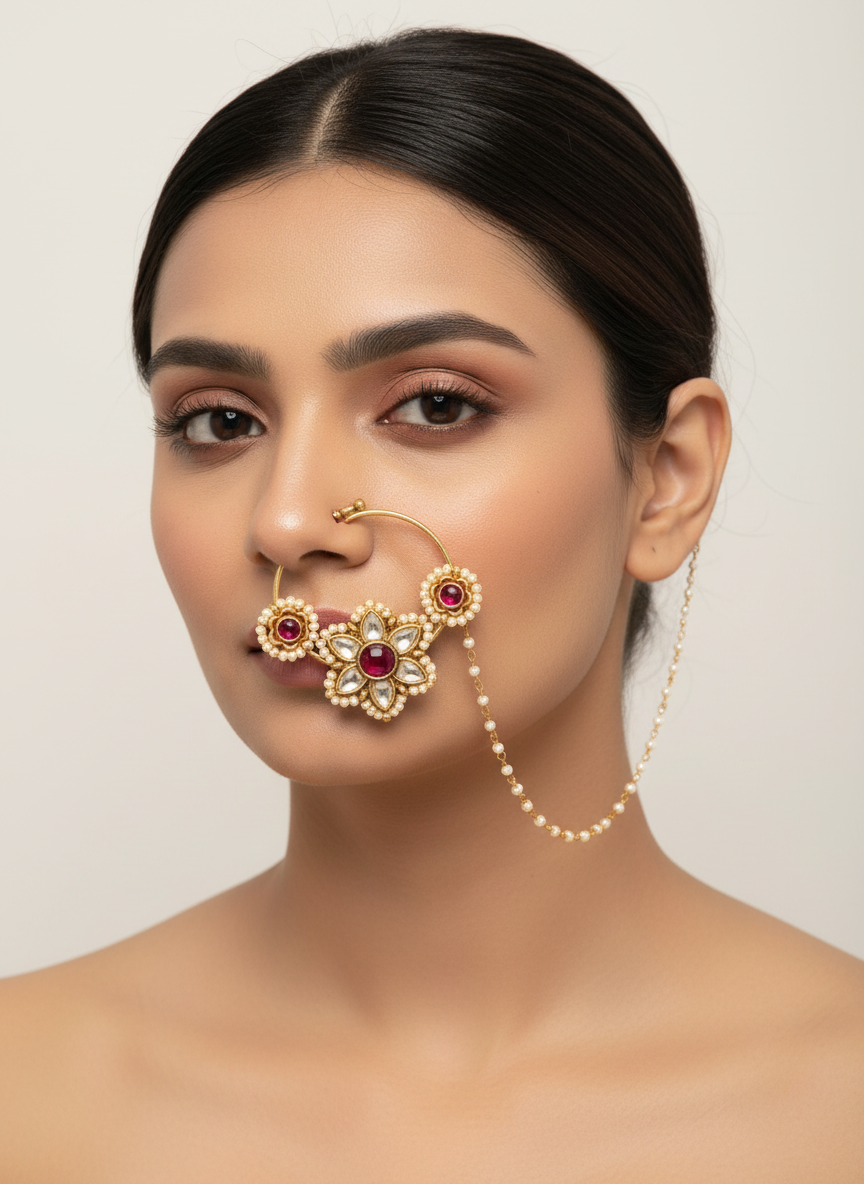 Heavy 925 Pure Silver Bridal Nose Ring | Antique Matte Finish