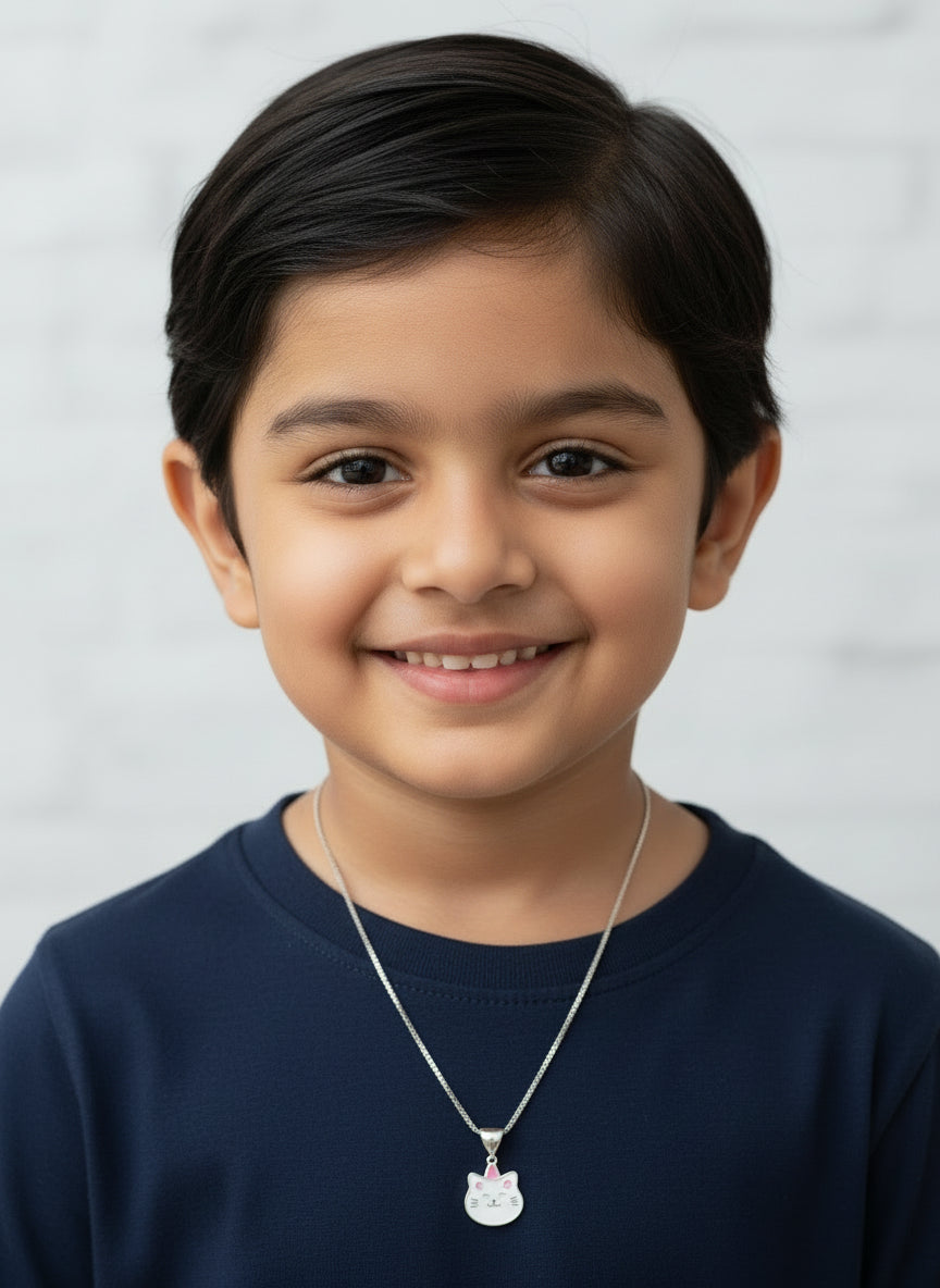 Pure 925 Silver Delicate Kids Necklace | Hallmarked Decorative Links